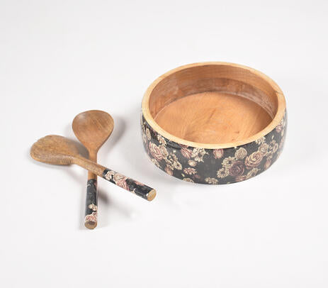 Vintage Rose Salad Bowl & Servers Set-1