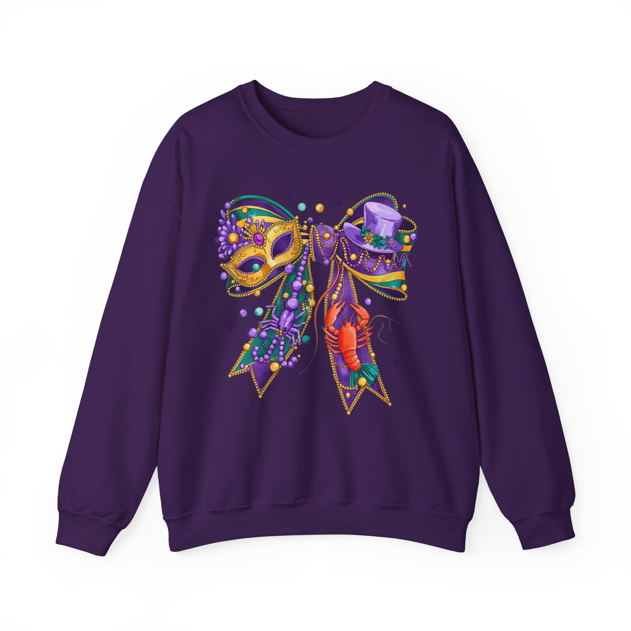 Mardi Gras Sweatshirt with Coquette Bow,