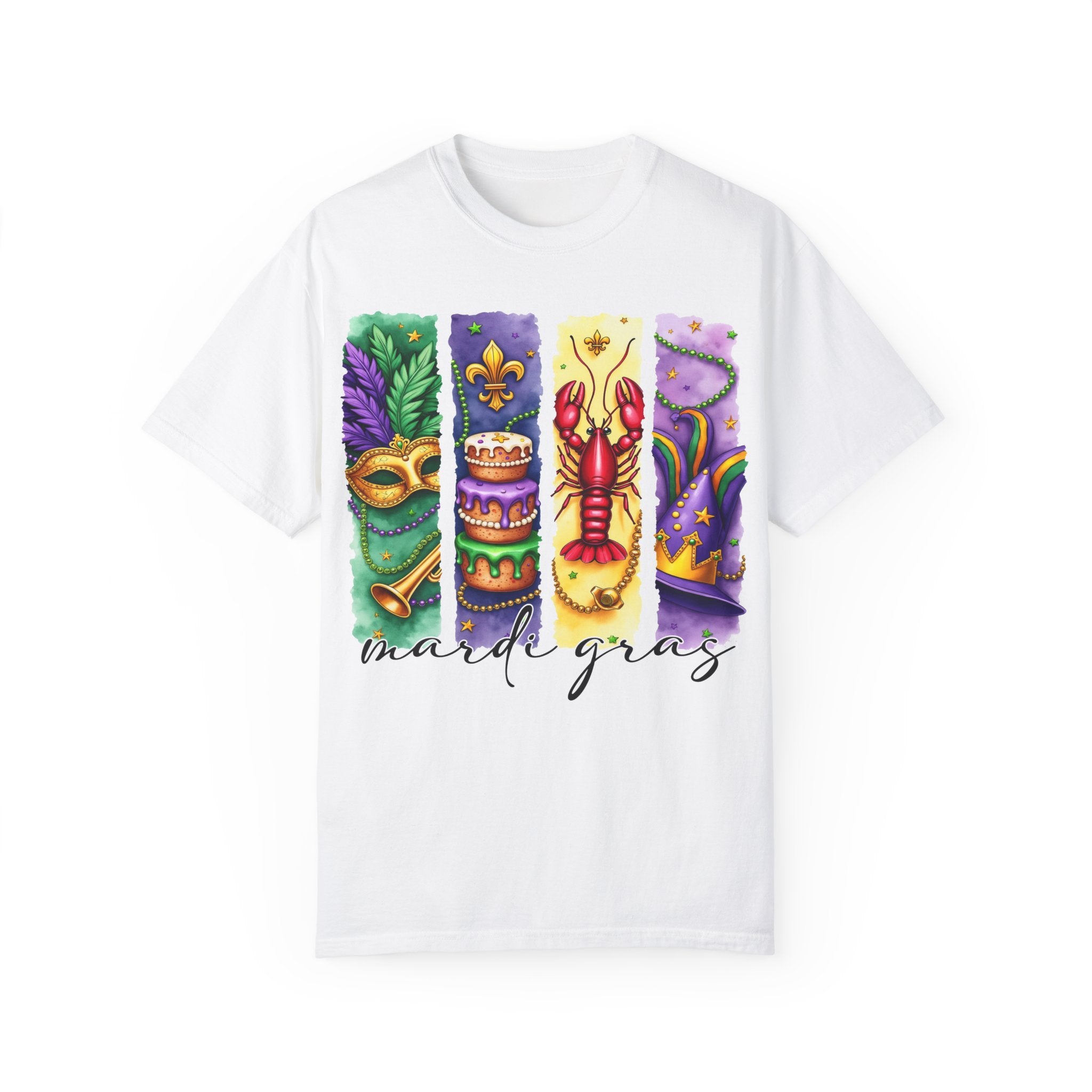 Retro Mardi Gras T-Shirt, Brushstroke Fleur De Lis Tee, Fat Tuesday Women&