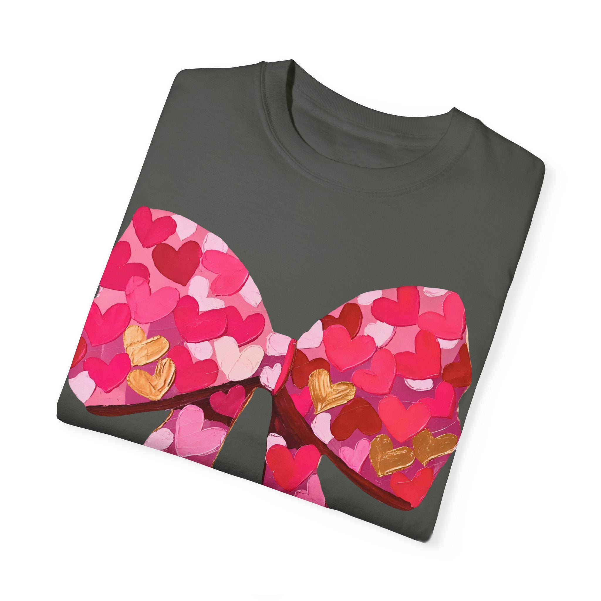 Heart Brush Stroke Coquette Bow T-shirt, Valentine&