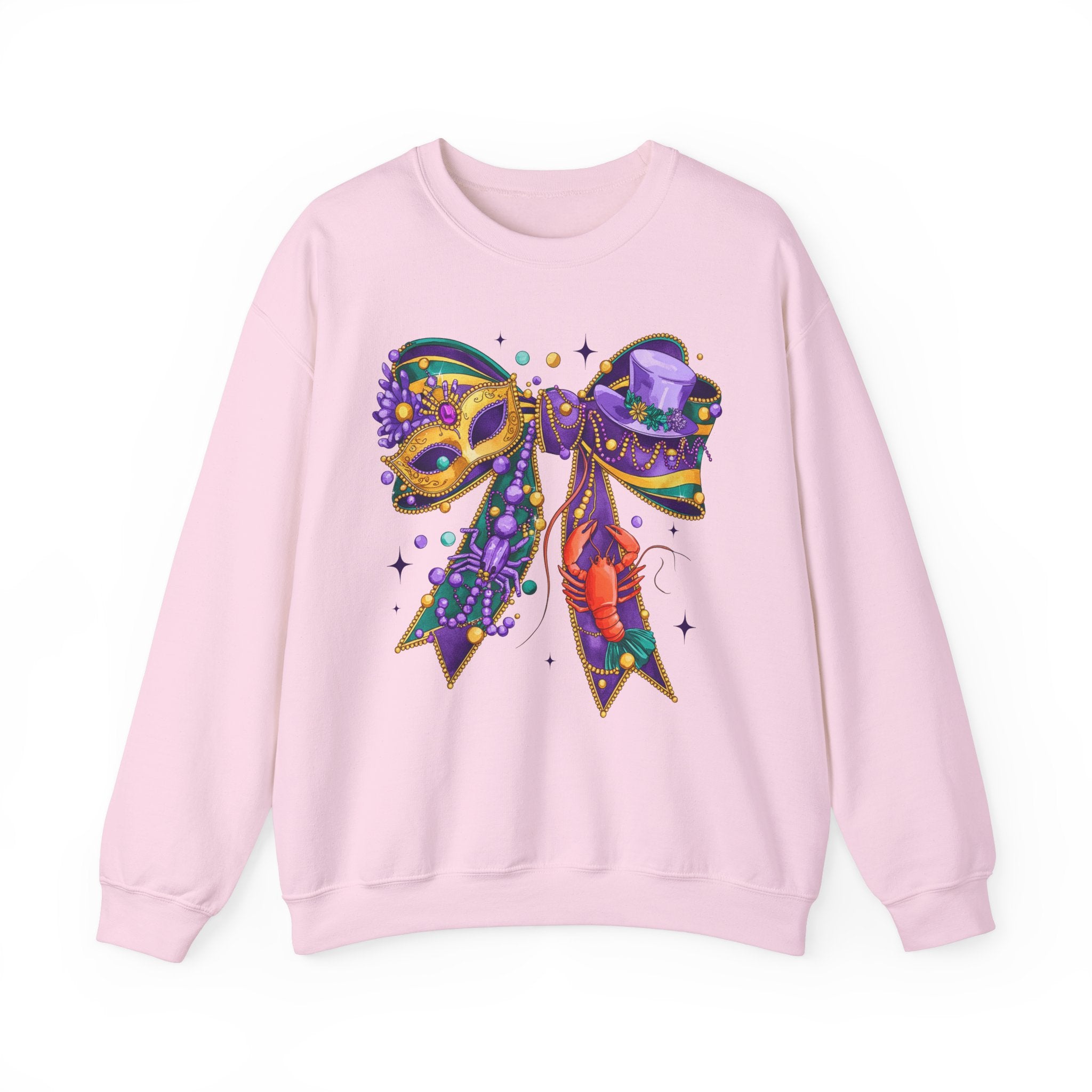 Mardi Gras Sweatshirt with Coquette Bow,