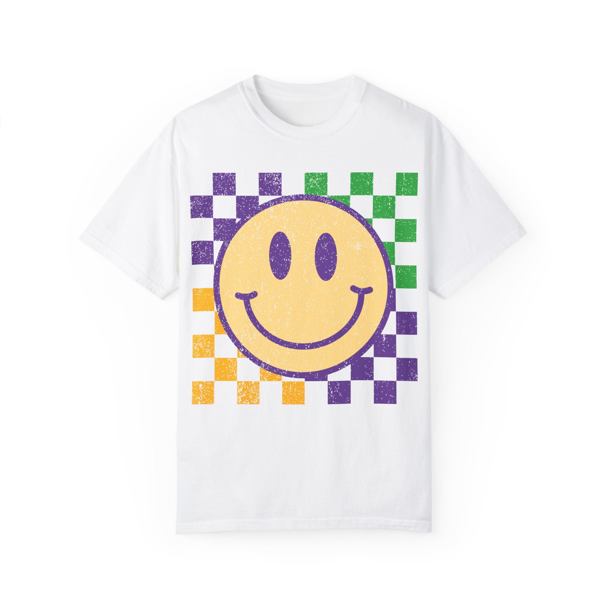 Retro Smile T-Shirt for Mardi Gras, Smiley Face Tee, Fat Tuesday Women&