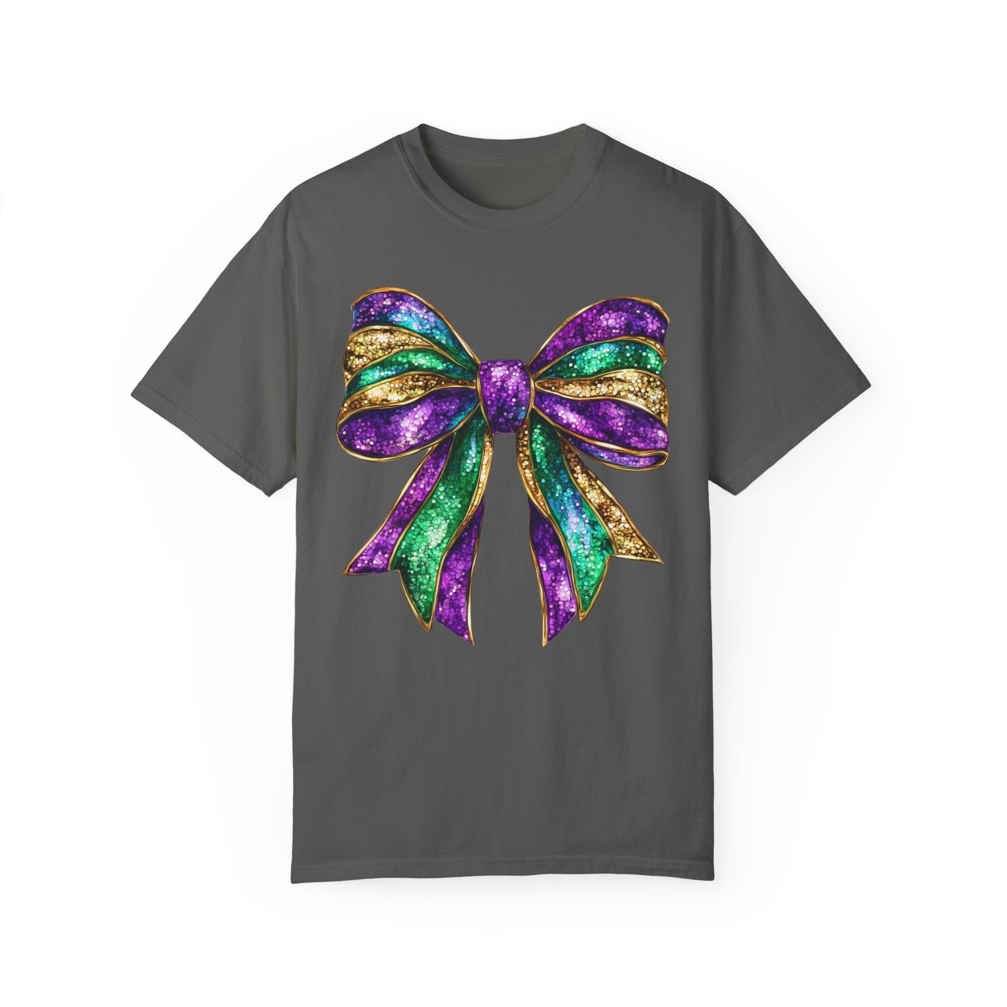Sparkly Mardi Gras T-Shirt, Coquette Bow Mardi Gras Tee, Fat Tuesday Women&
