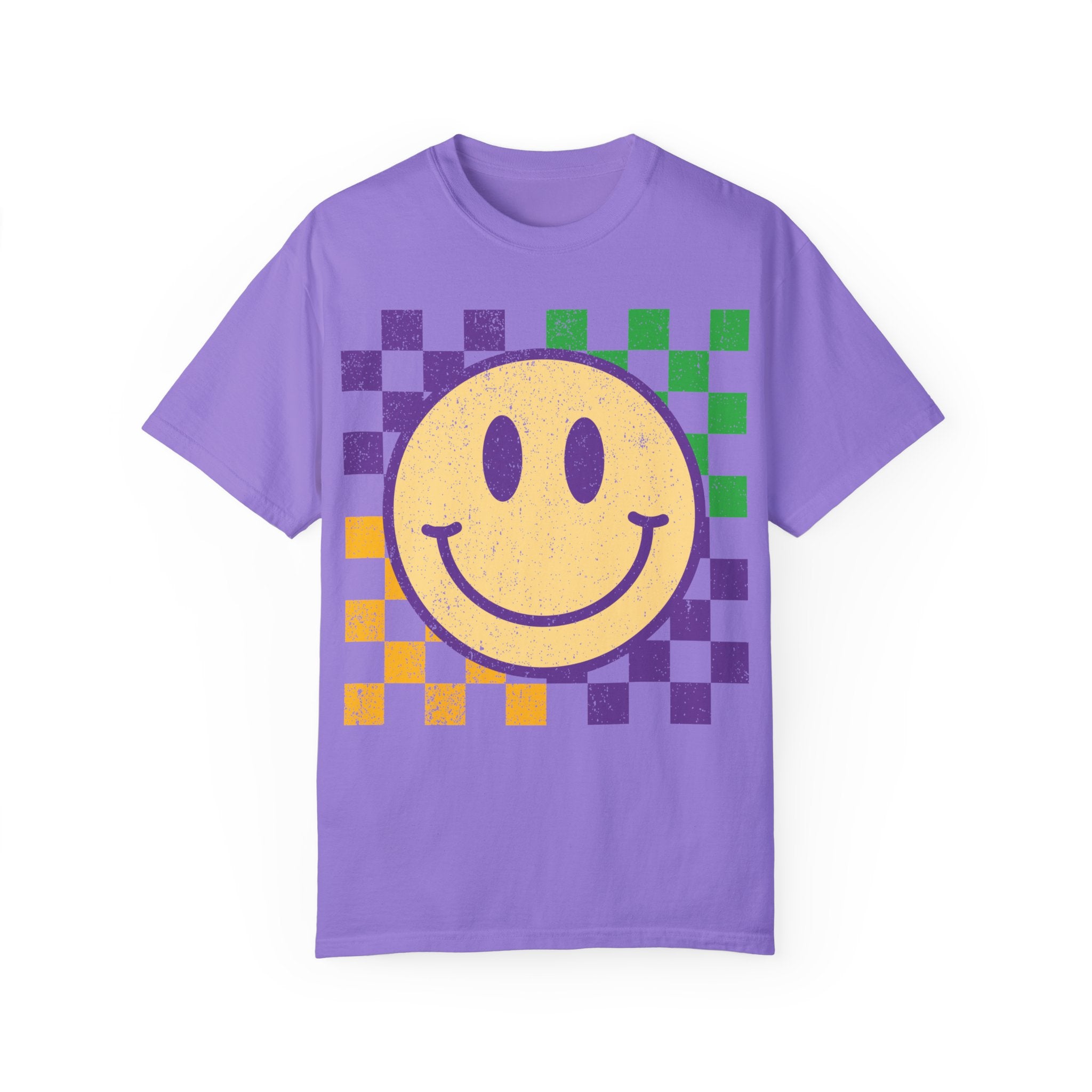 Retro Smile T-Shirt for Mardi Gras, Smiley Face Tee, Fat Tuesday Women&