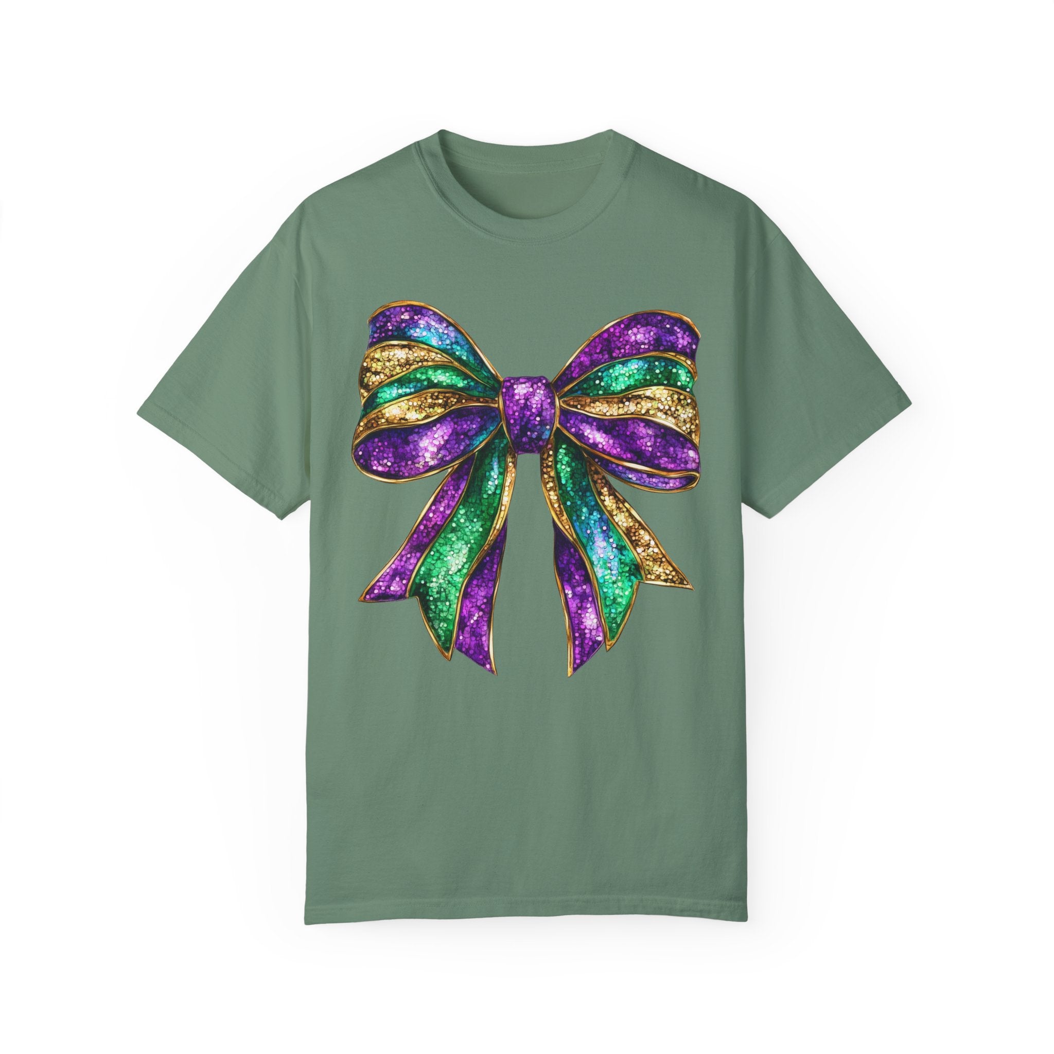 Sparkly Mardi Gras T-Shirt, Coquette Bow Mardi Gras Tee, Fat Tuesday Women&