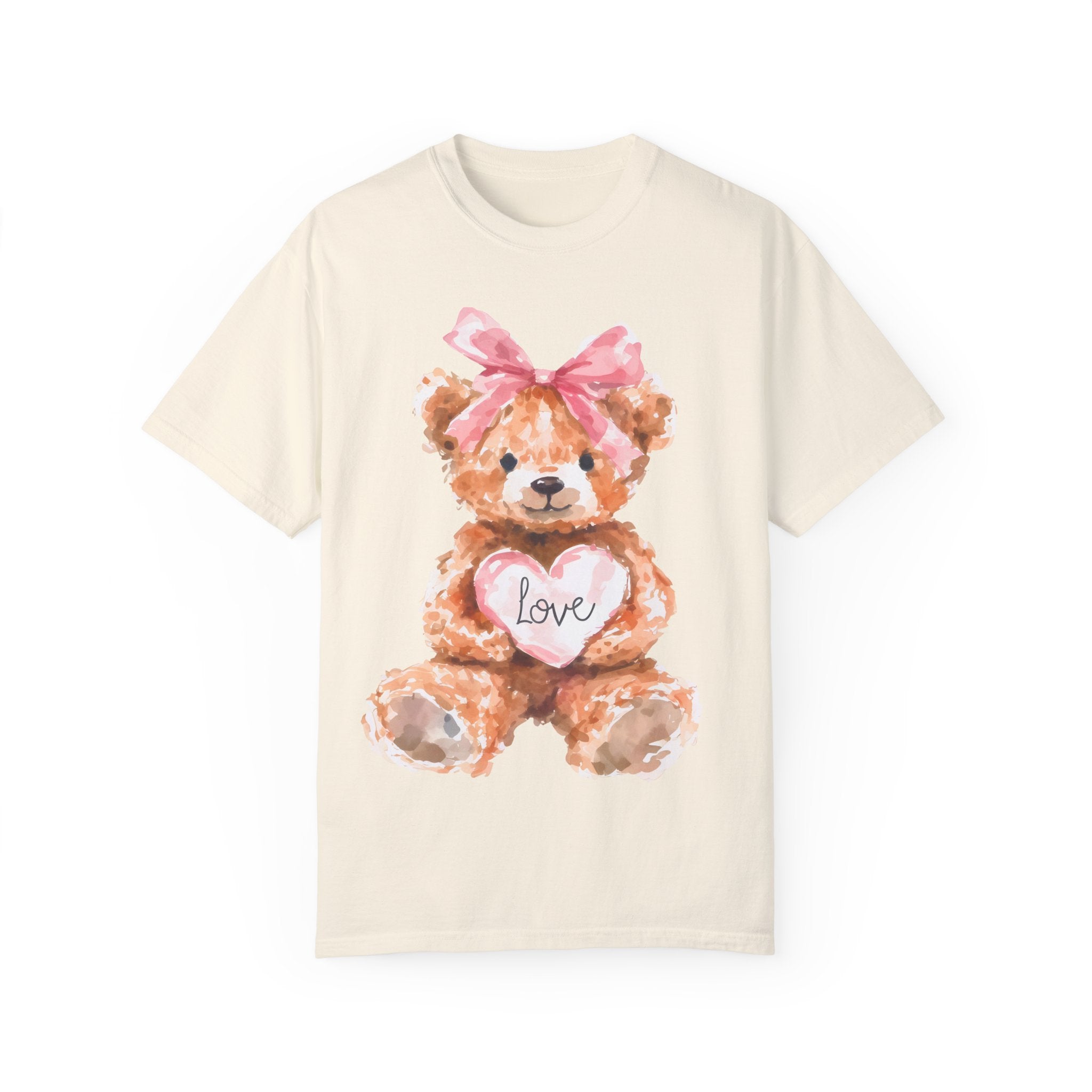 Adorable Teddy Bear T-Shirt with Coquette bow, Valentine&