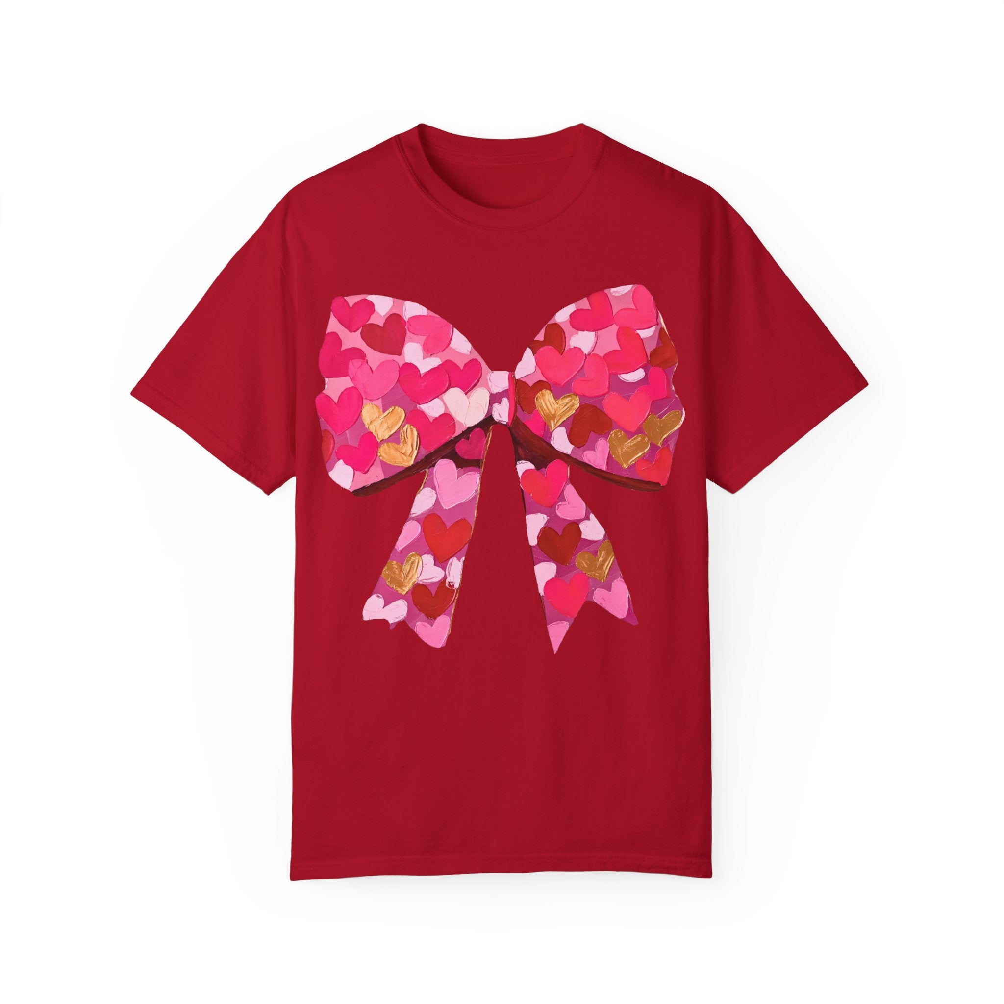 Heart Brush Stroke Coquette Bow T-shirt, Valentine&