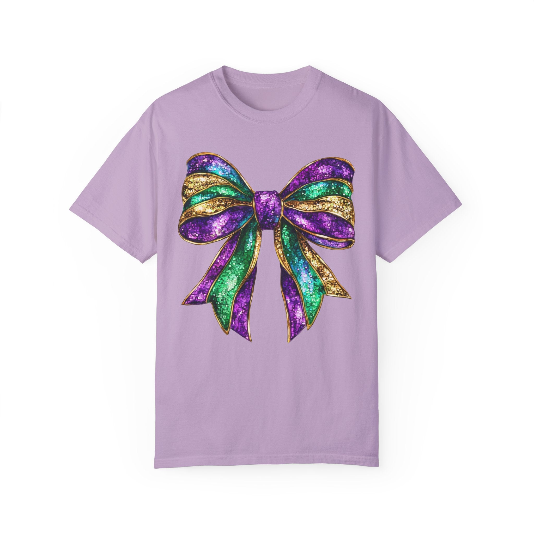 Sparkly Mardi Gras T-Shirt, Coquette Bow Mardi Gras Tee, Fat Tuesday Women&
