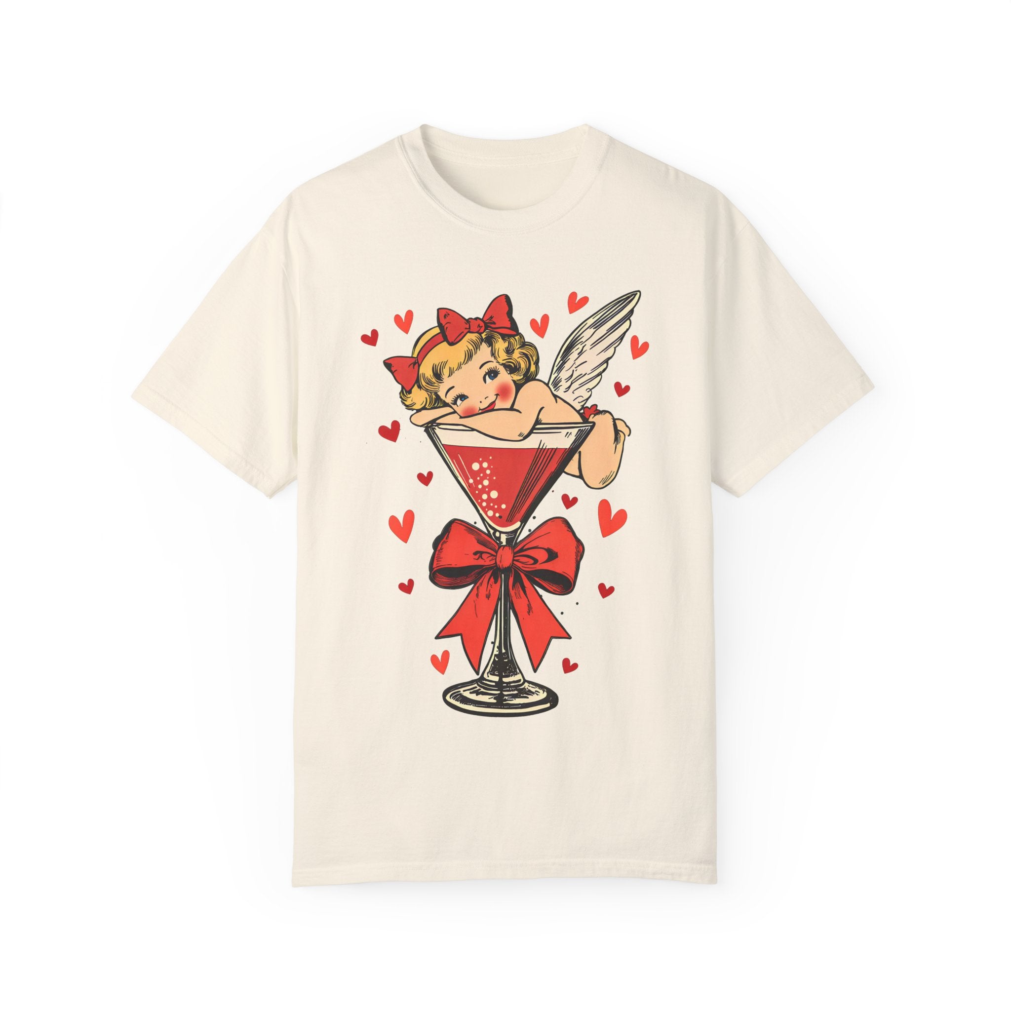 Cupid Angel Martini Coquette Bow T-Shirt for Valentine&