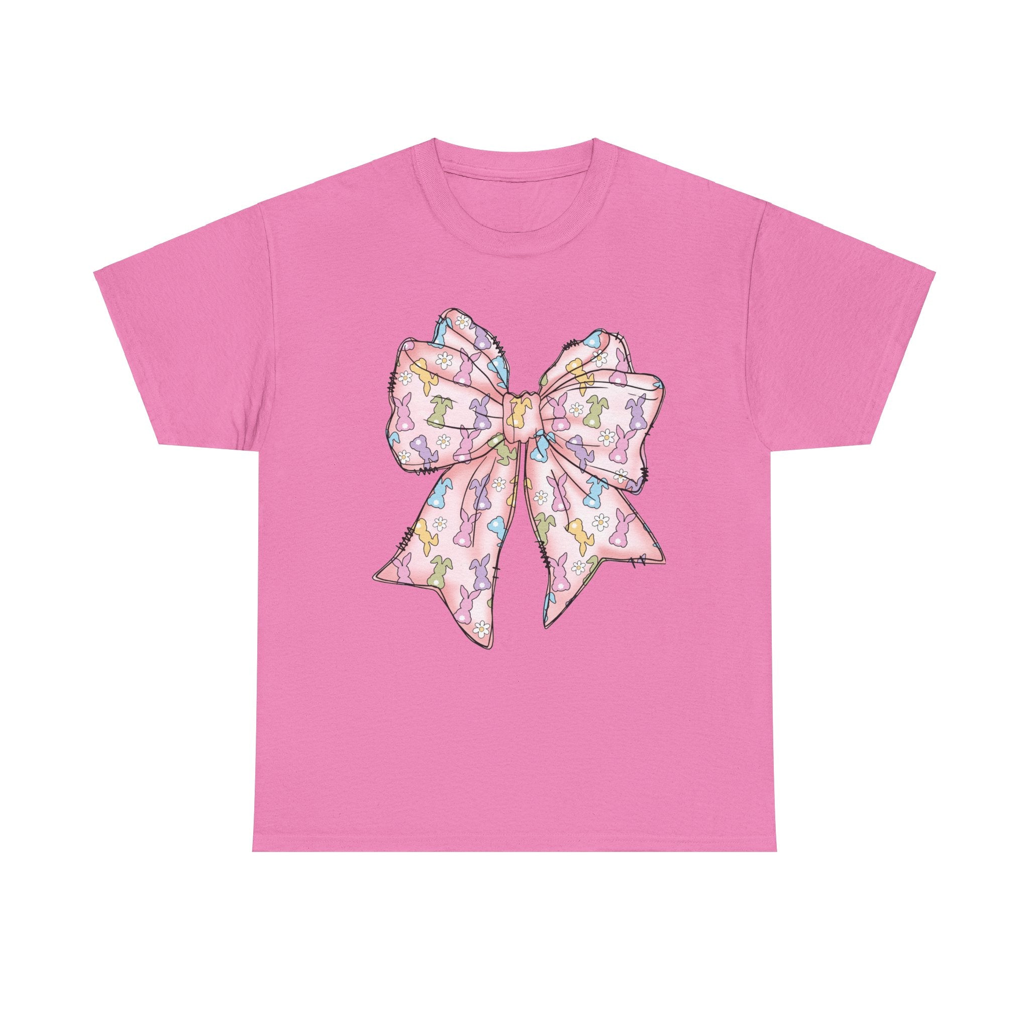 Easter Bunny T-Shirt with Coquette Bow, Cute Bow Tee for Spring