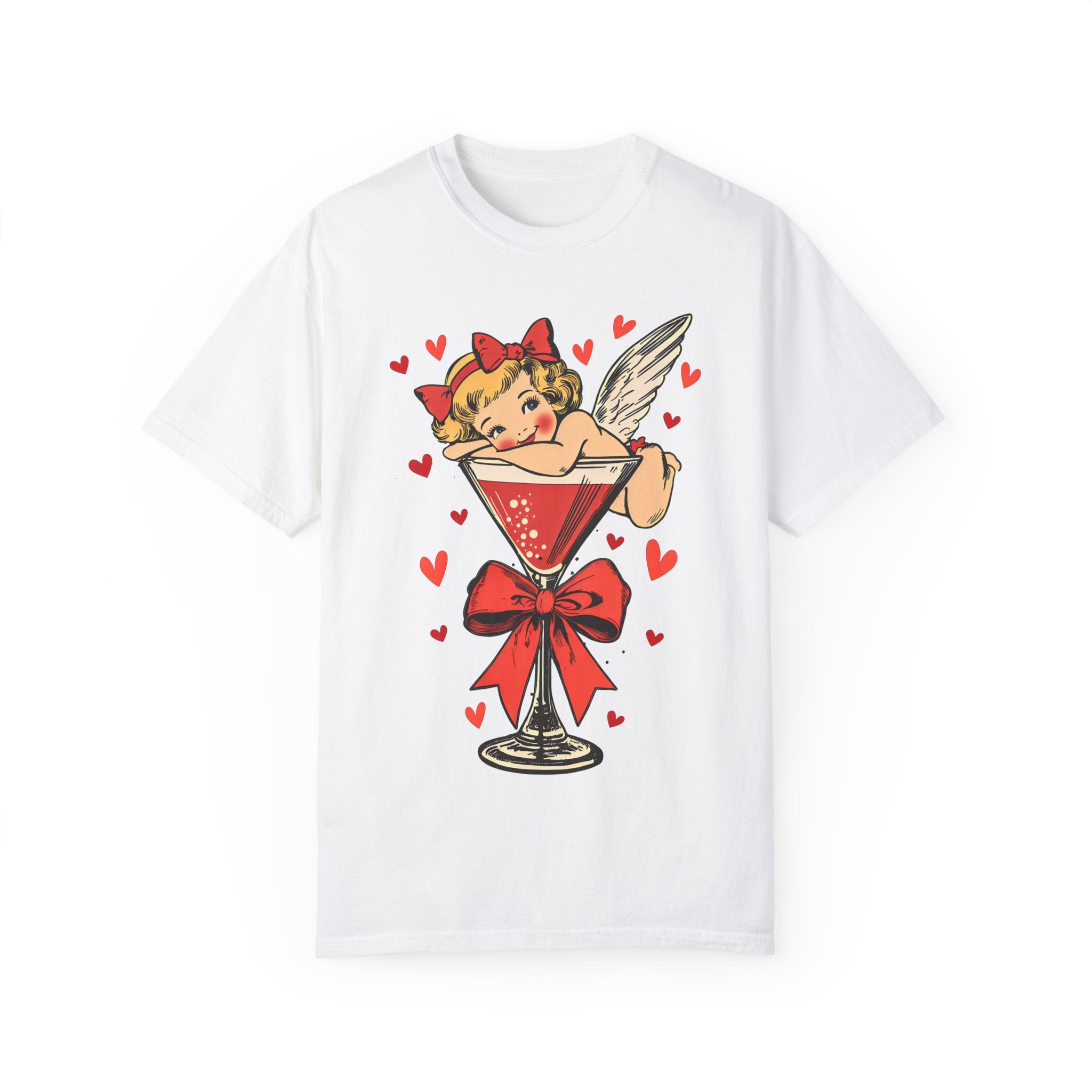 Cupid Angel Martini Coquette Bow T-Shirt for Valentine&