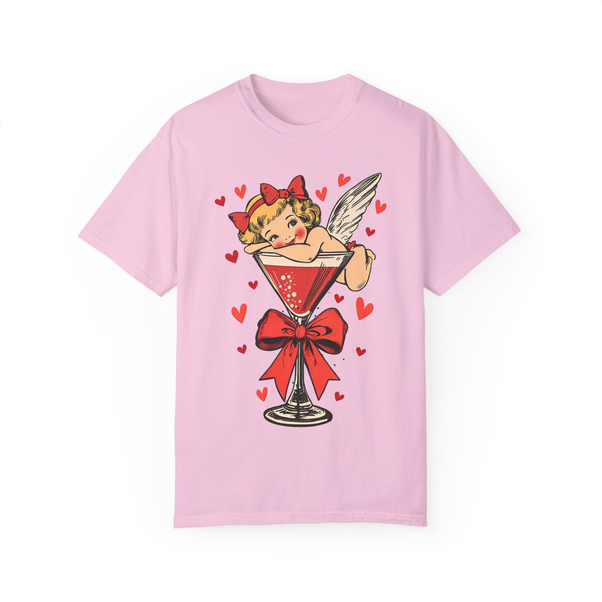 Cupid Angel Martini Coquette Bow T-Shirt for Valentine&