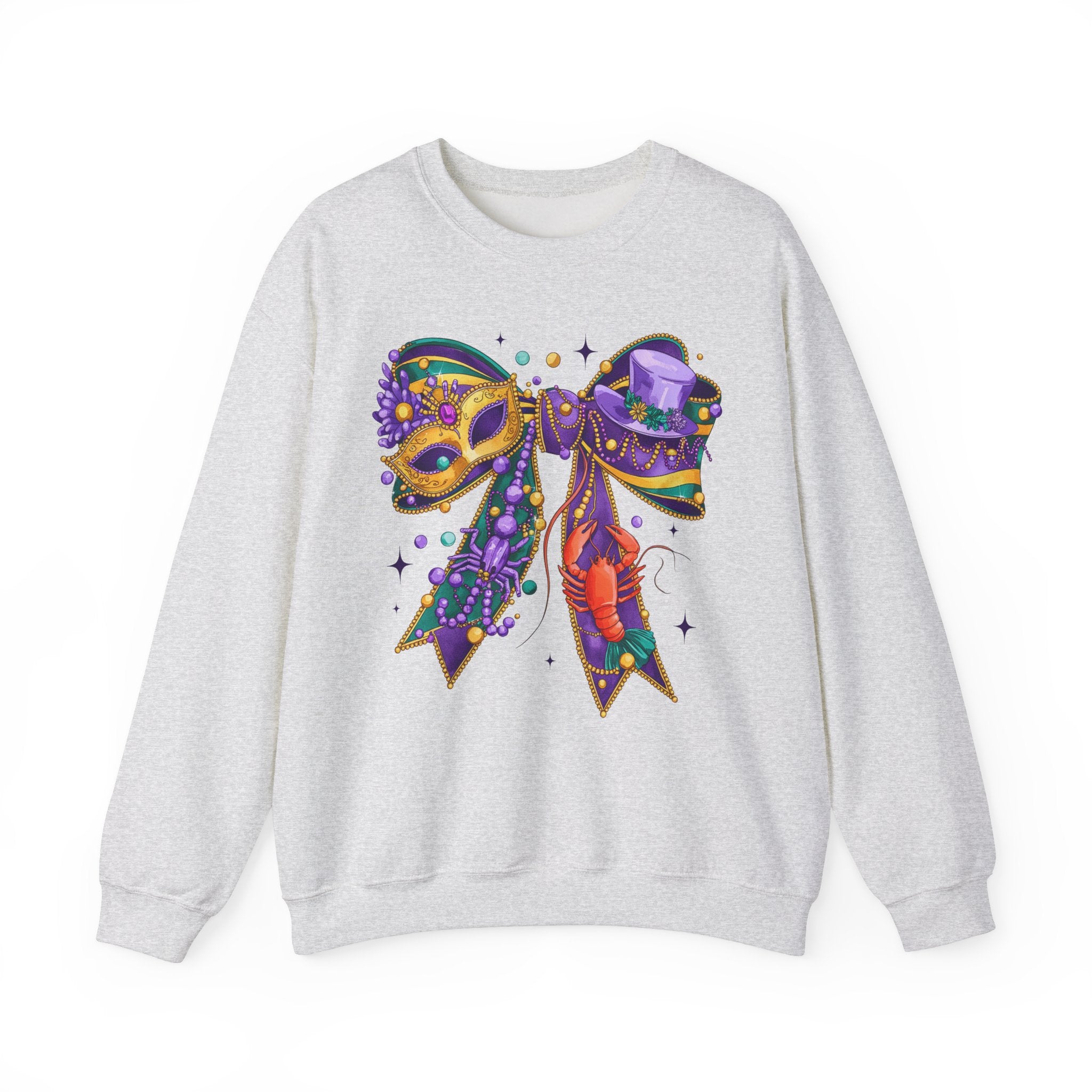 Mardi Gras Sweatshirt with Coquette Bow,