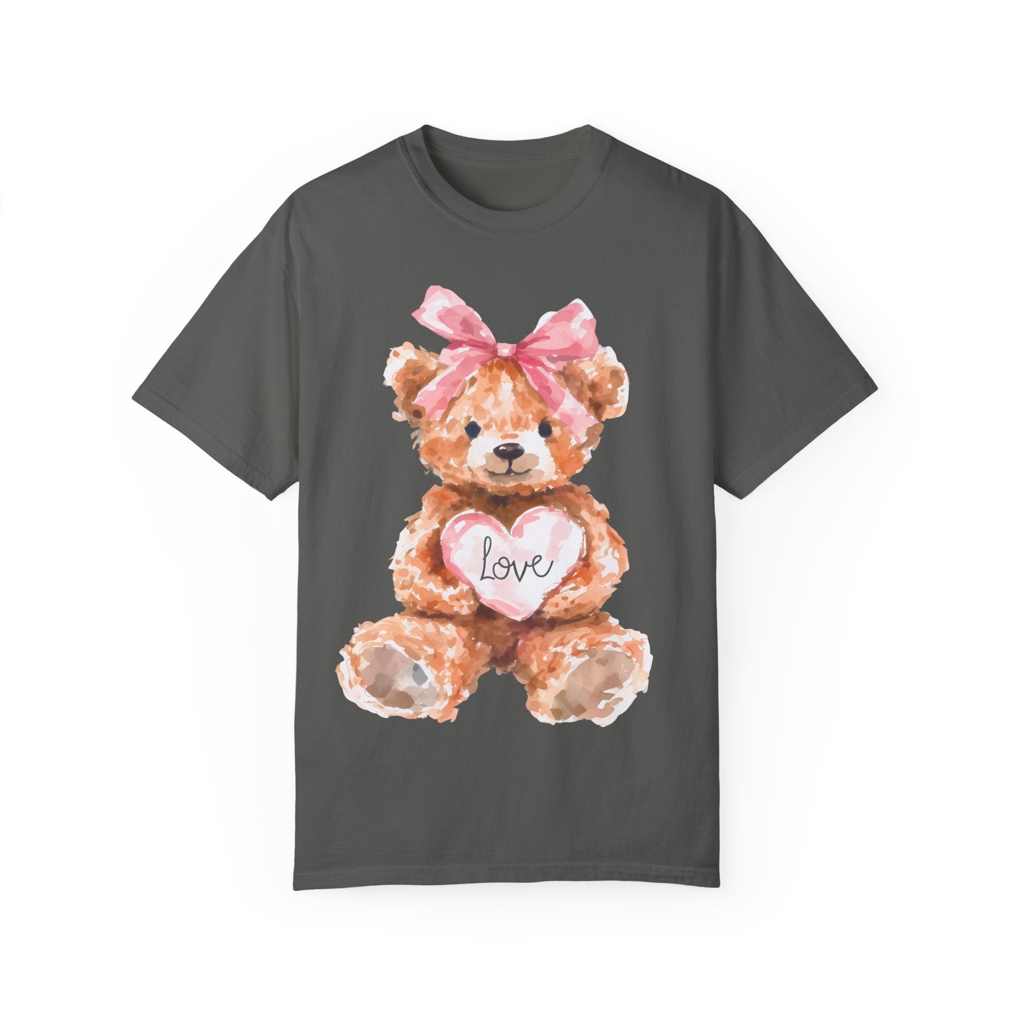Adorable Teddy Bear T-Shirt with Coquette bow, Valentine&