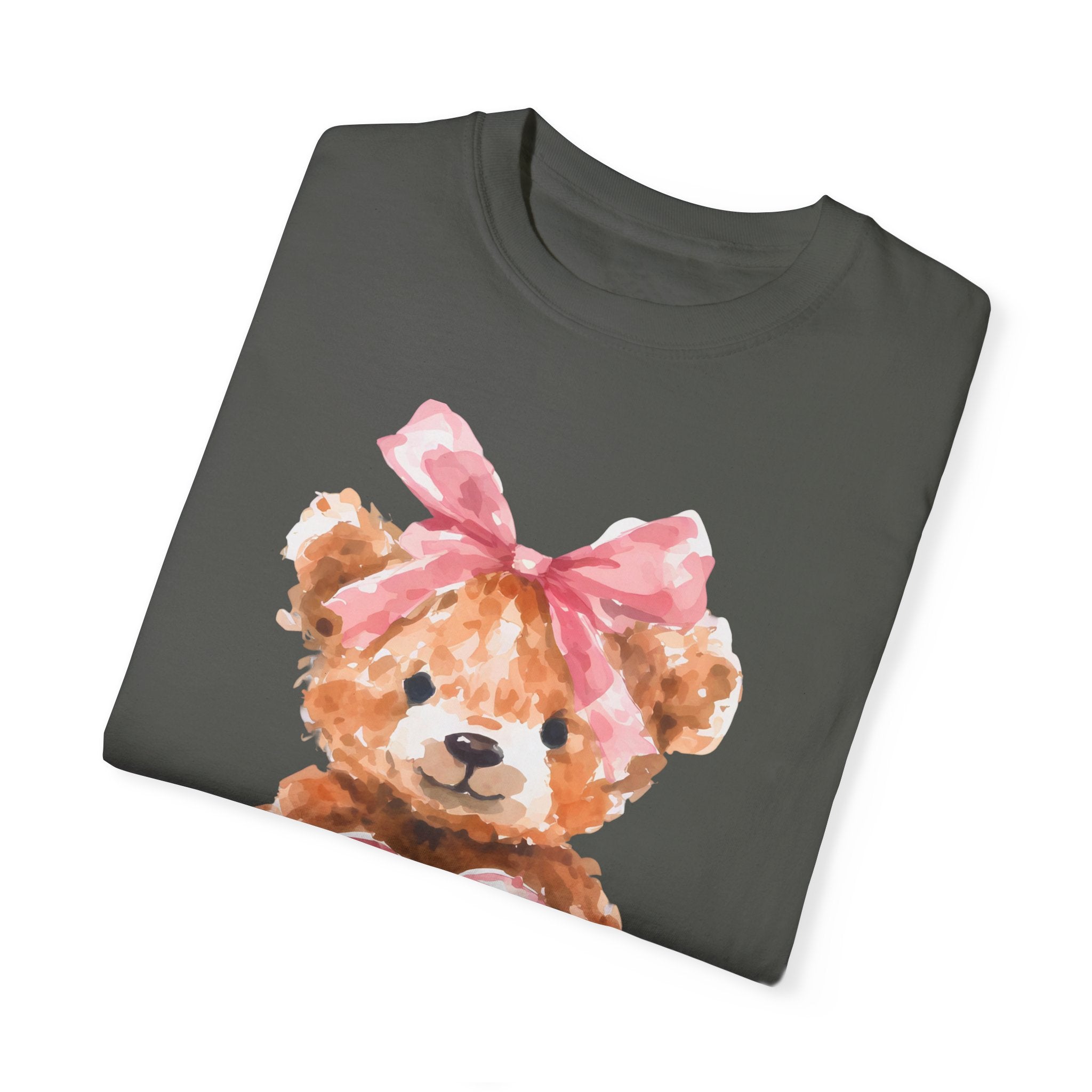 Adorable Teddy Bear T-Shirt with Coquette bow, Valentine&