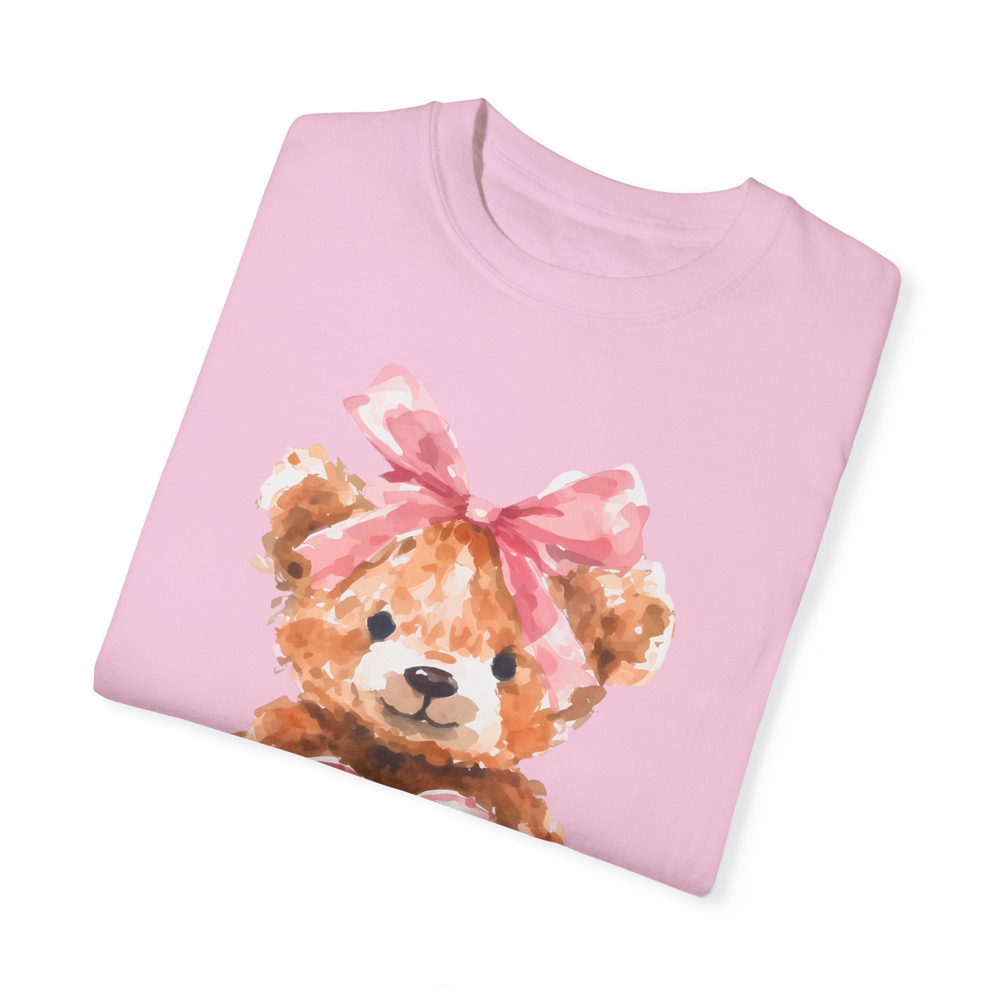 Adorable Teddy Bear T-Shirt with Coquette bow, Valentine&