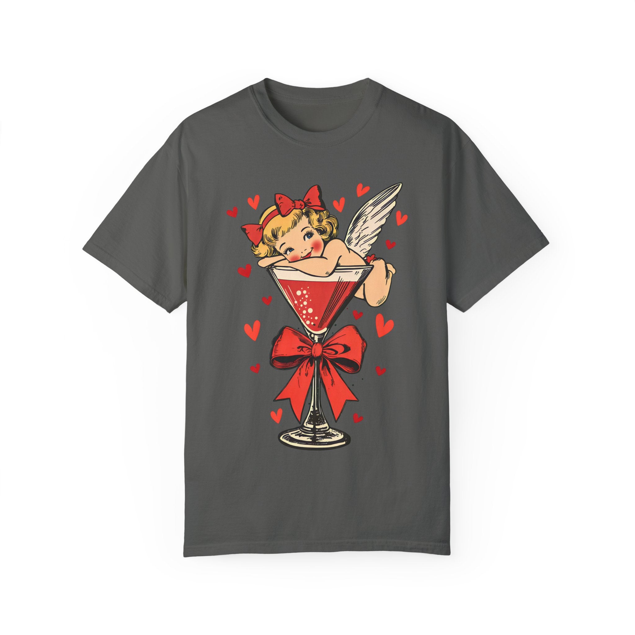 Cupid Angel Martini Coquette Bow T-Shirt for Valentine&