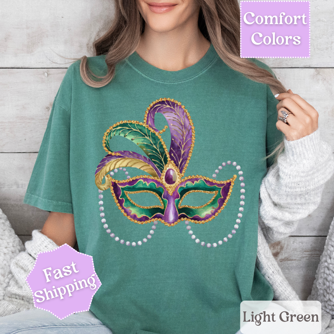 Mardi Gras Mask T-Shirt, Maskarade Tee, Fat Tuesday Women&