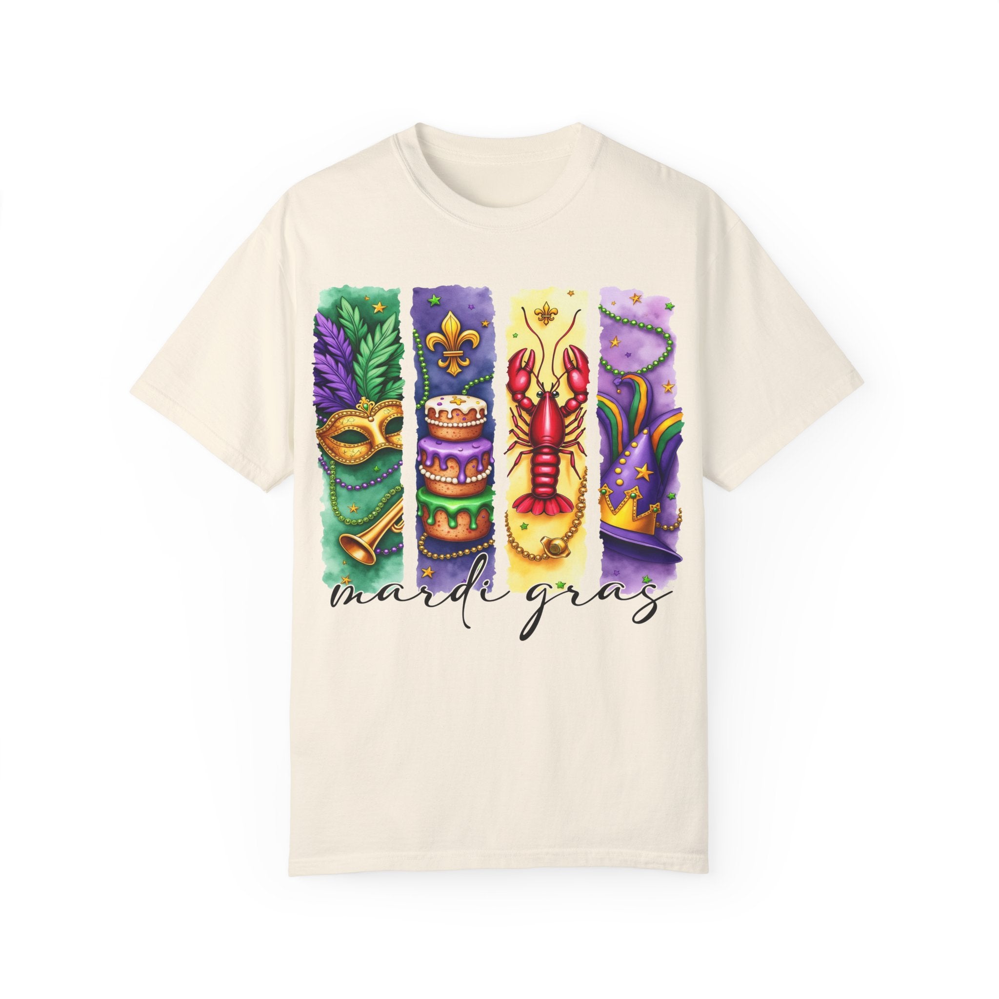Retro Mardi Gras T-Shirt, Brushstroke Fleur De Lis Tee, Fat Tuesday Women&
