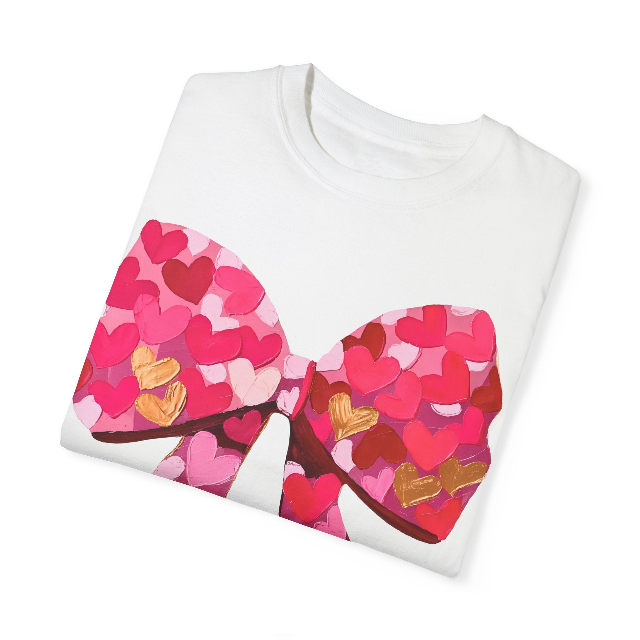 Heart Brush Stroke Coquette Bow T-shirt, Valentine&