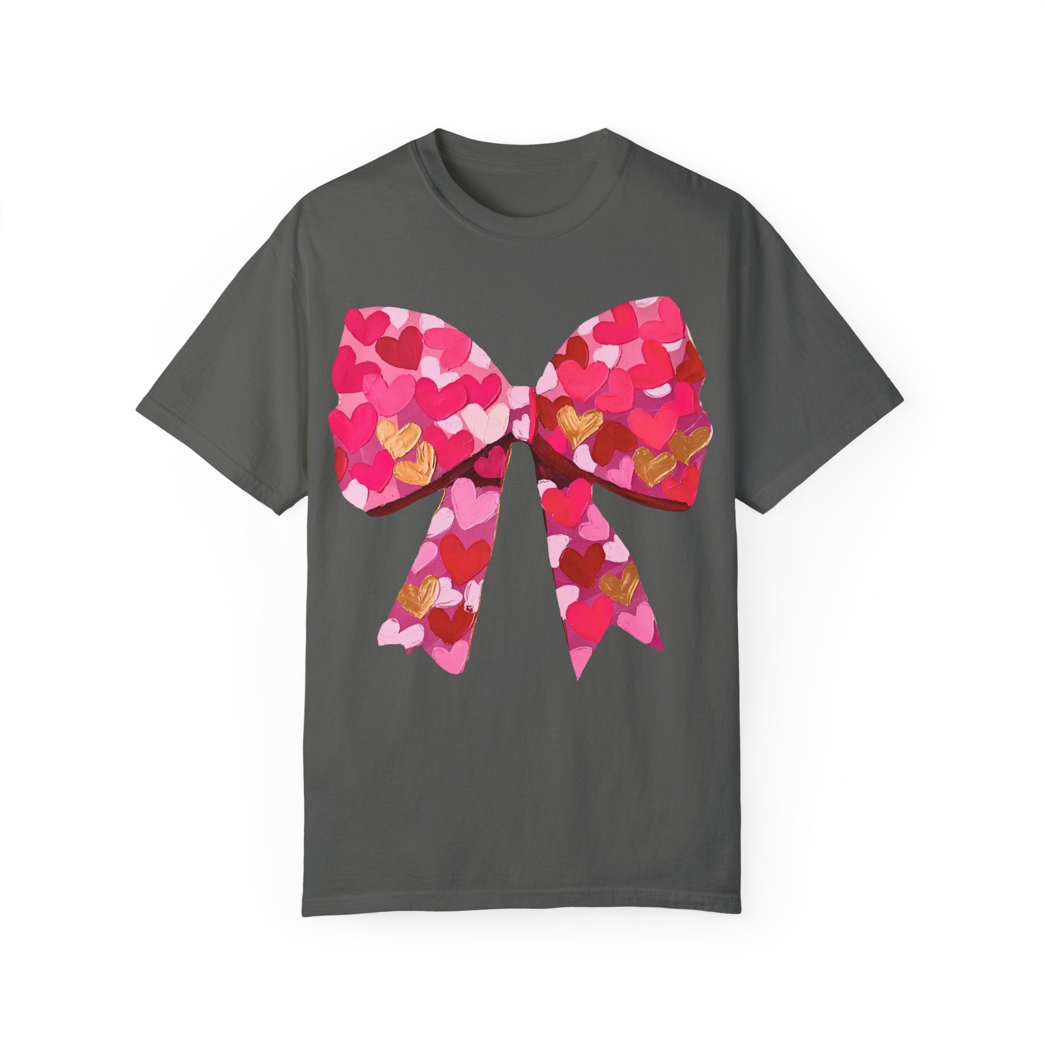 Heart Brush Stroke Coquette Bow T-shirt, Valentine&