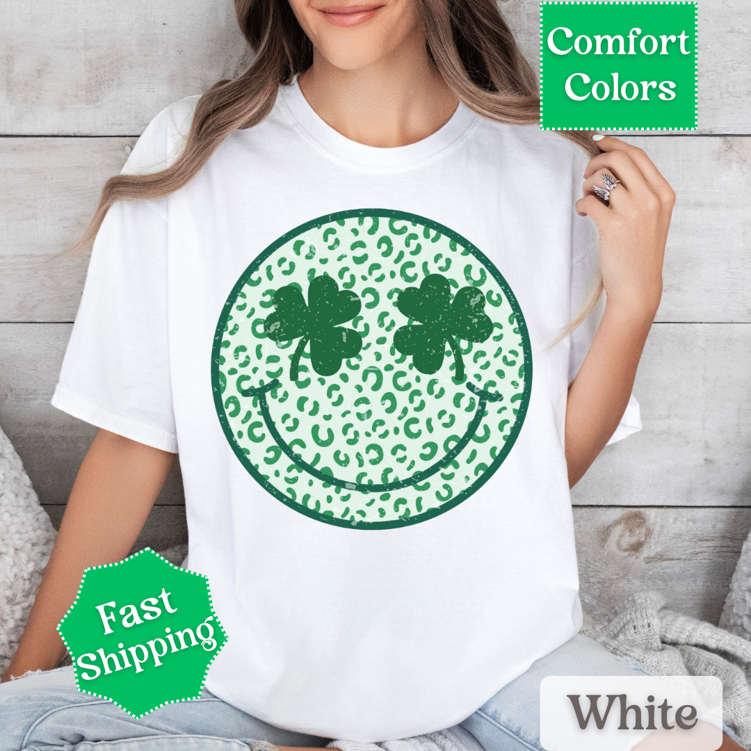 Smiley Face Shamrock Tee, St. Patrick&