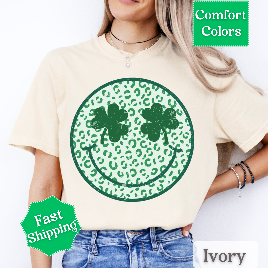 Smiley Face Shamrock Tee, St. Patrick&