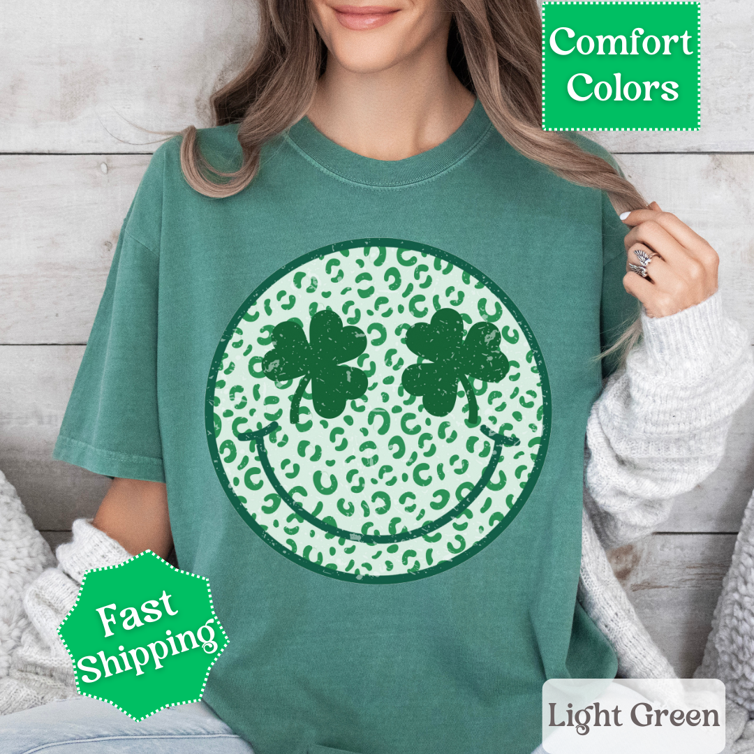 Smiley Face Shamrock Tee, St. Patrick&