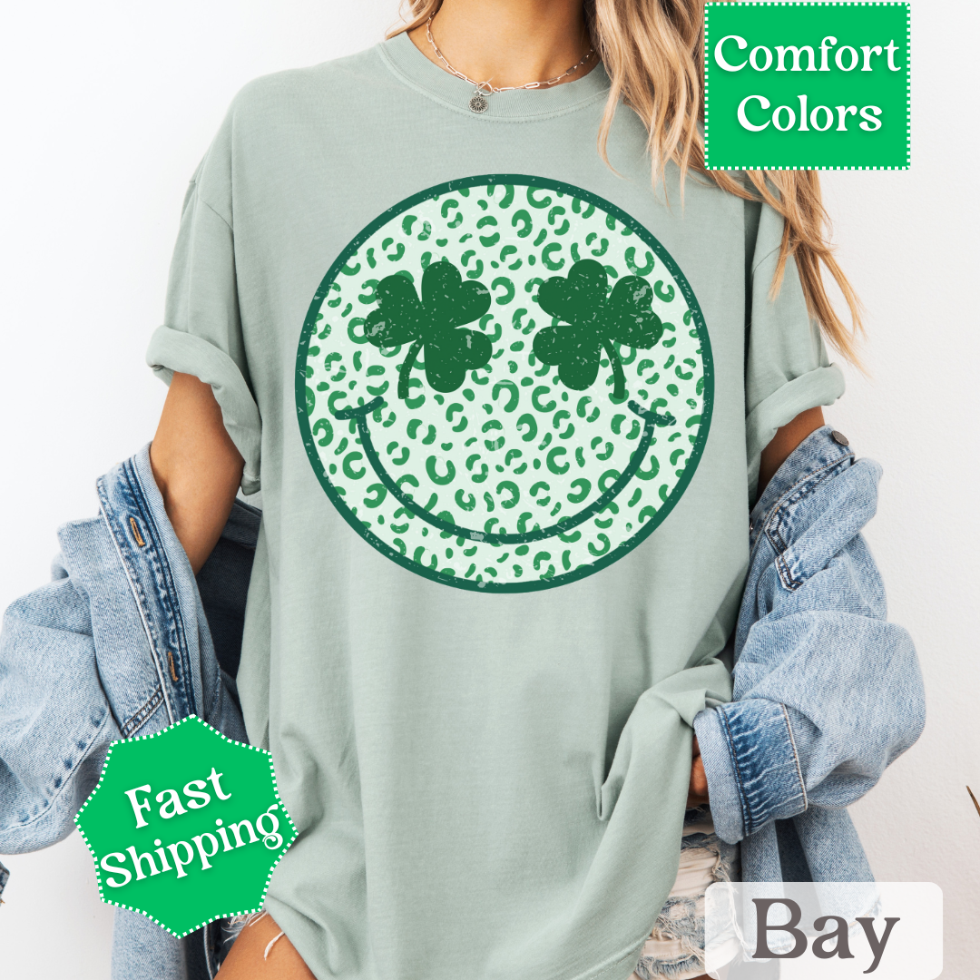 Smiley Face Shamrock Tee, St. Patrick&
