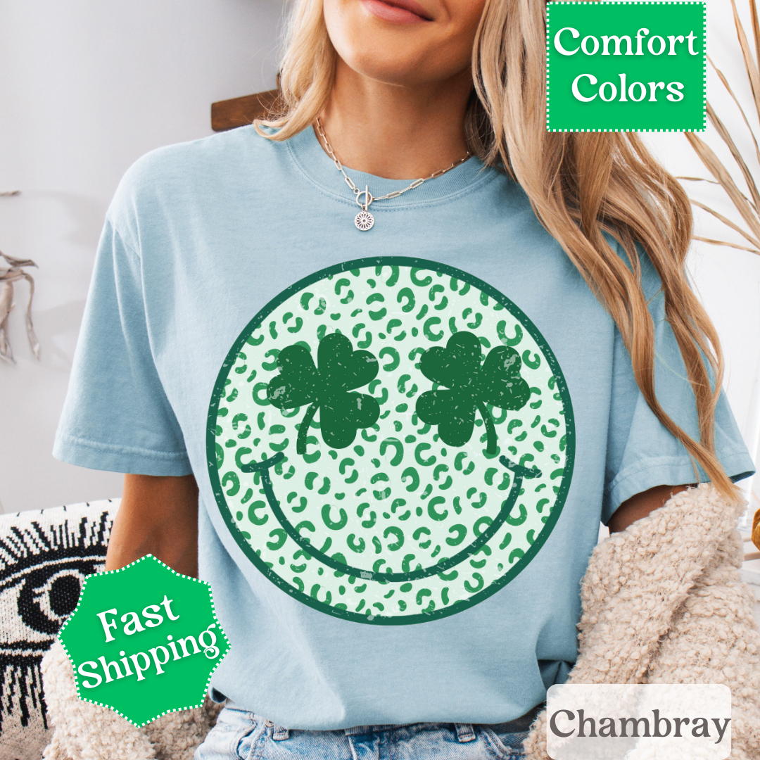 Smiley Face Shamrock Tee, St. Patrick&