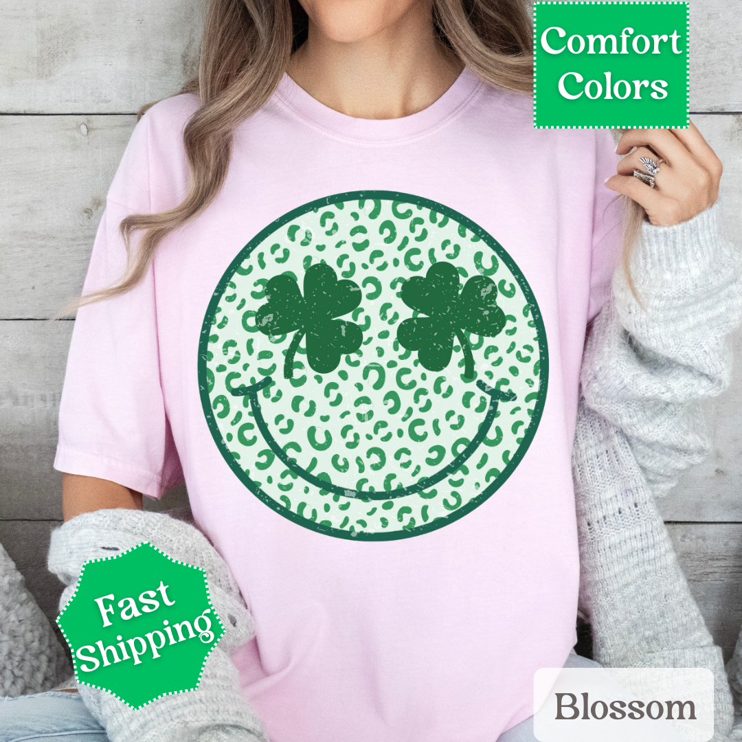 Smiley Face Shamrock Tee, St. Patrick&