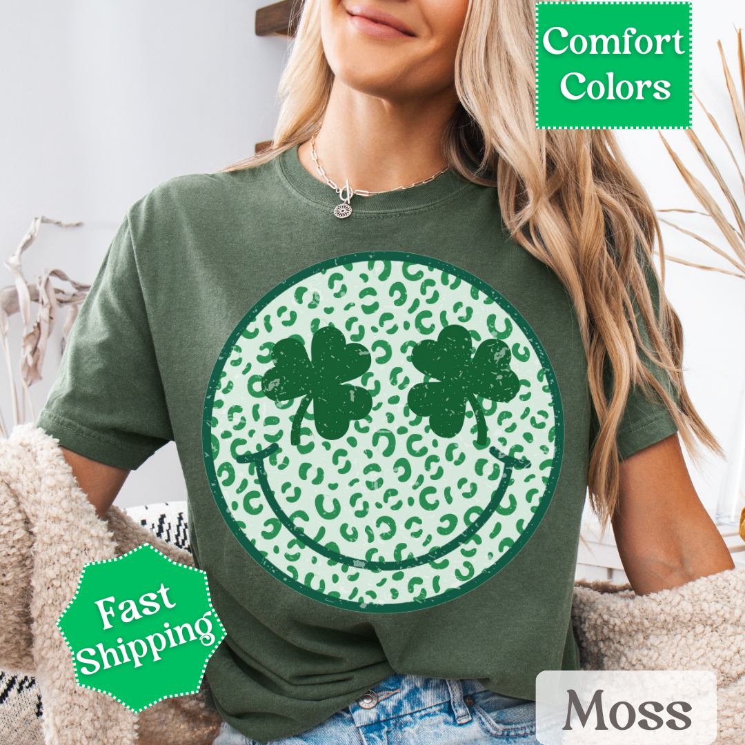 Smiley Face Shamrock Tee, St. Patrick&