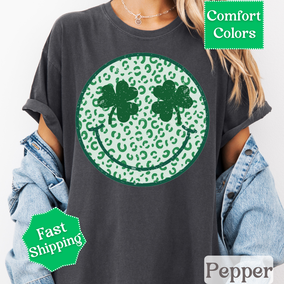 Smiley Face Shamrock Tee, St. Patrick&