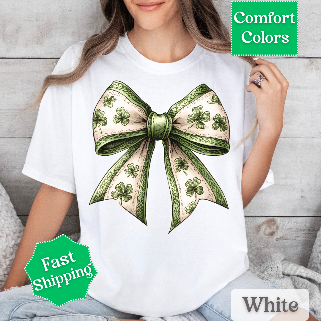 Shamrock Coquette Bow T-Shirt, St. Patrick&