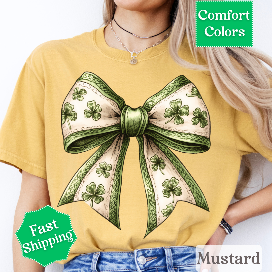Shamrock Coquette Bow T-Shirt, St. Patrick&