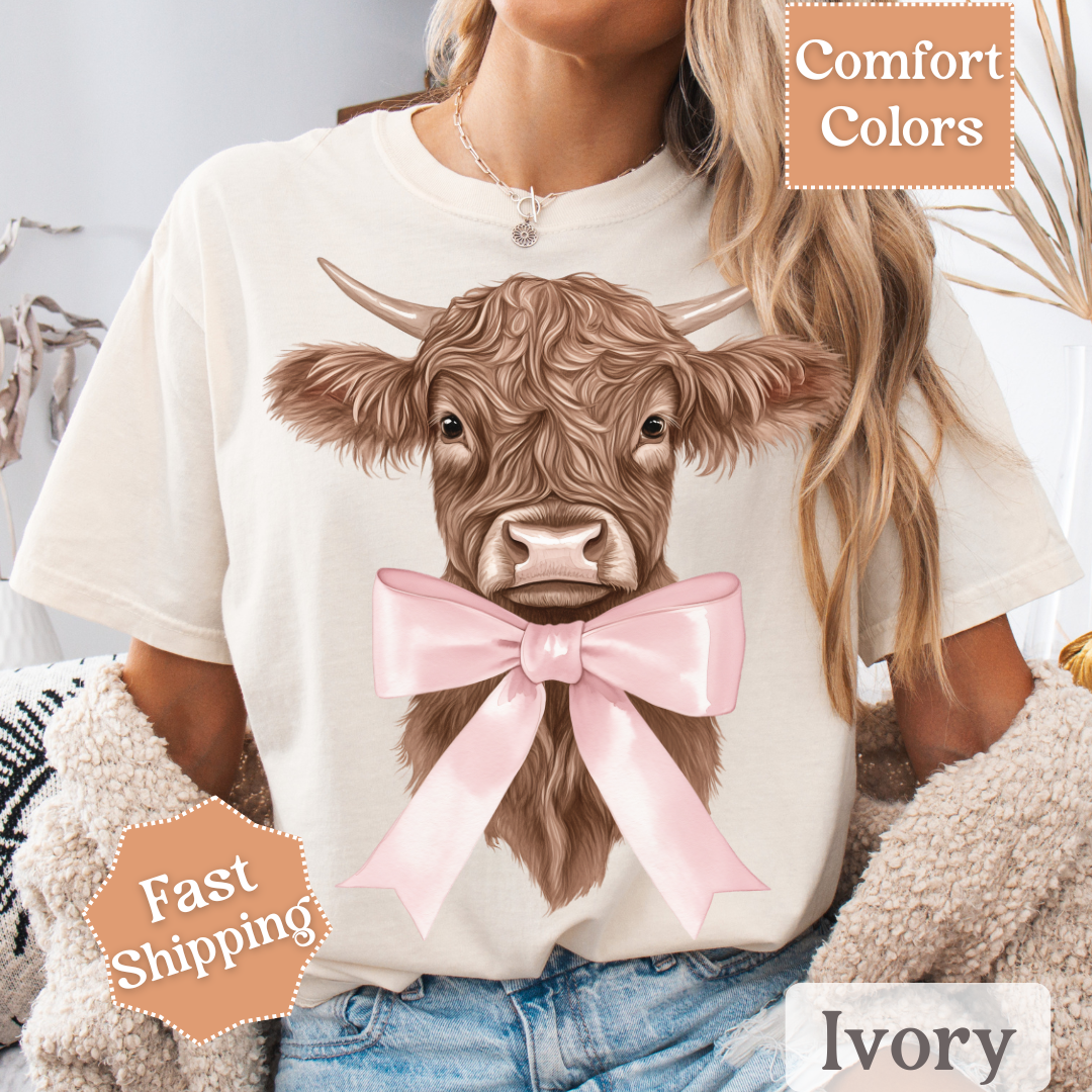 Coquette Cow with Pink Bow T-Shirt