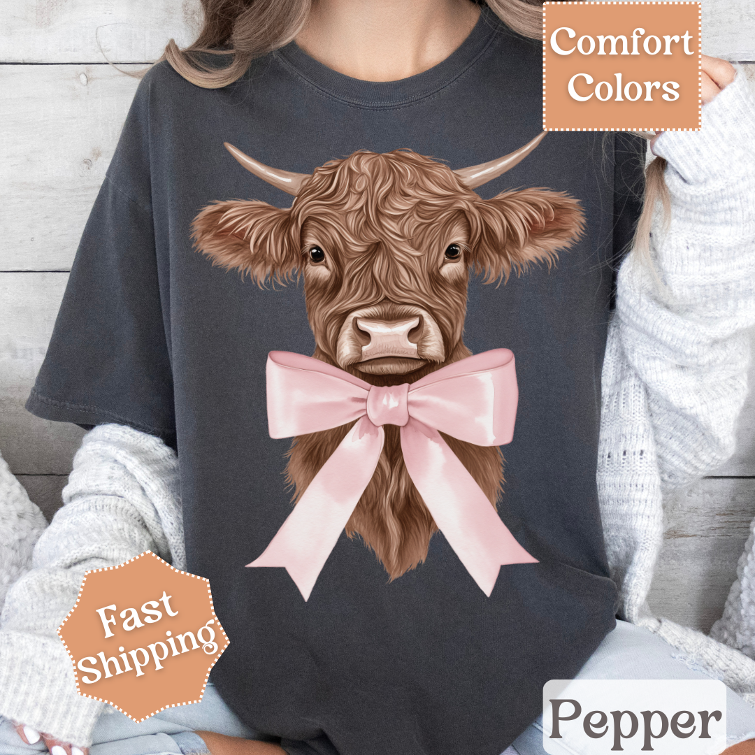 Coquette Cow with Pink Bow T-Shirt