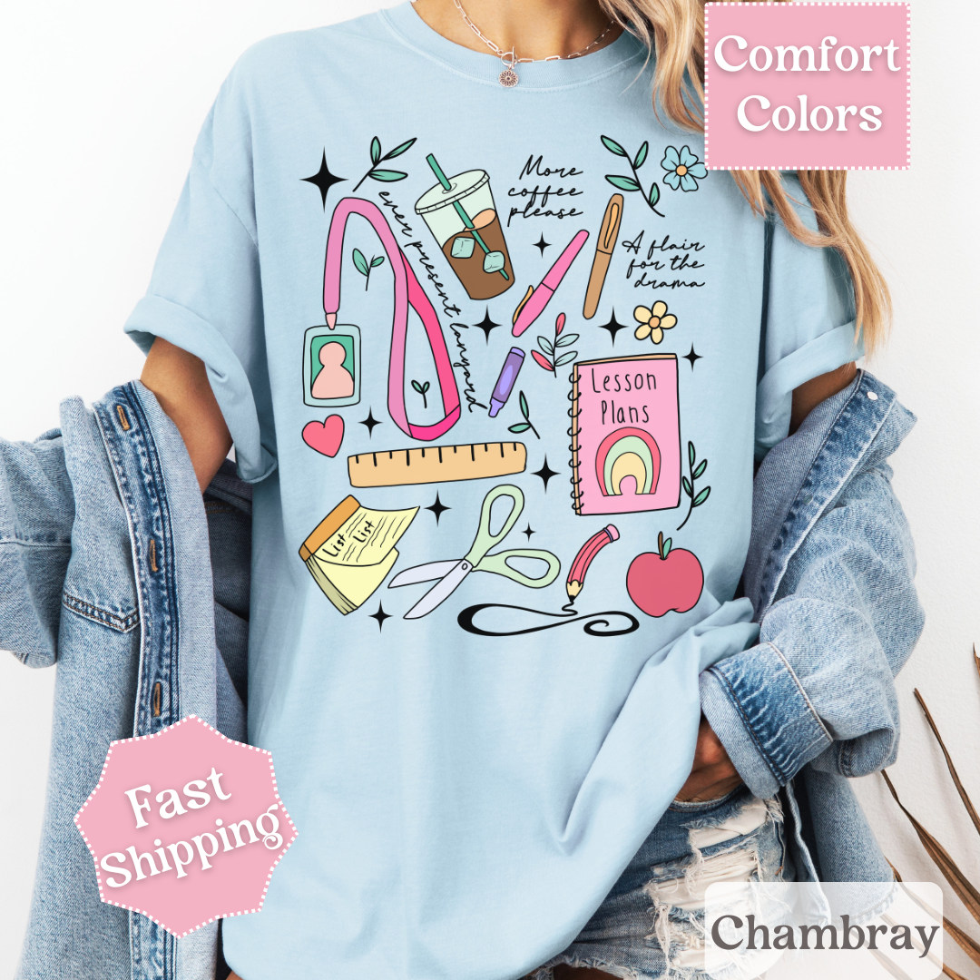 Teacher Theme T-Shirt with Collage