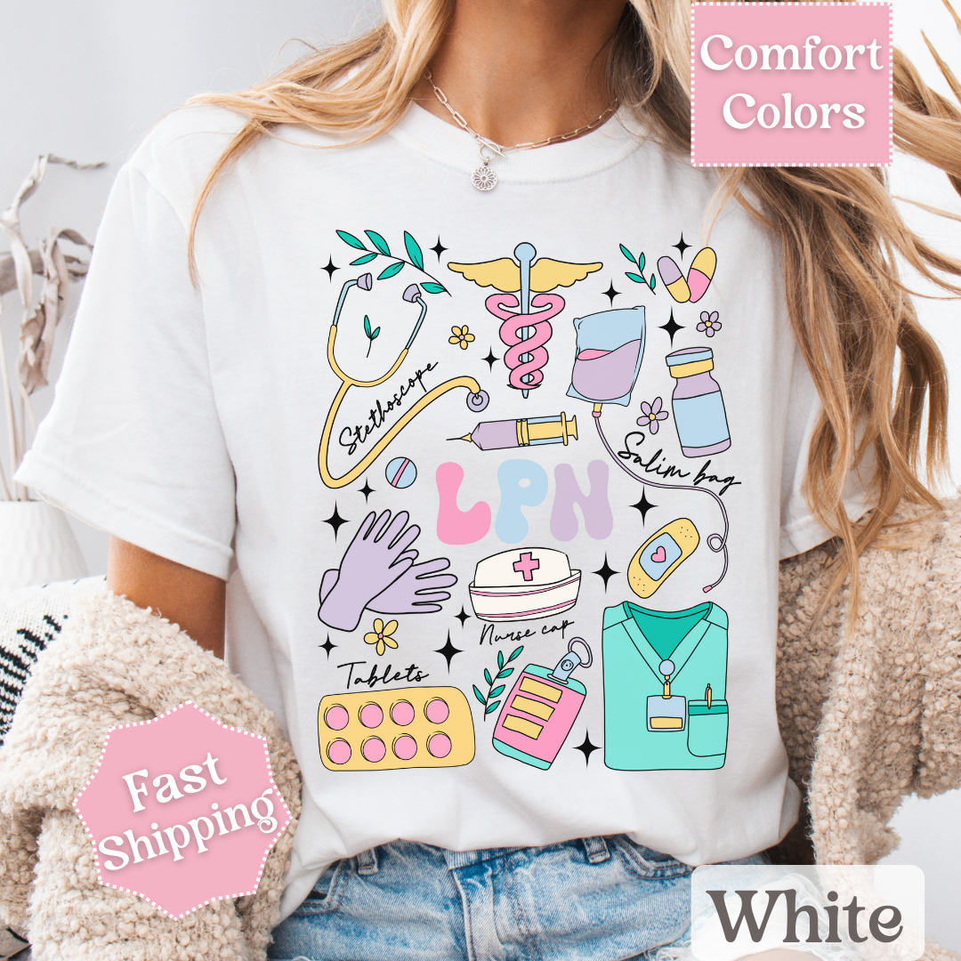 Nurse LPN Theme T-Shirt with Collage