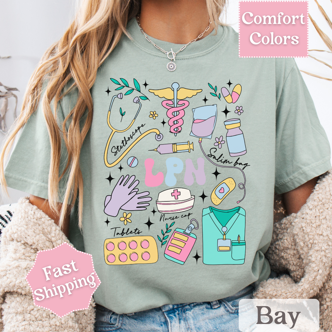 Nurse LPN Theme T-Shirt with Collage