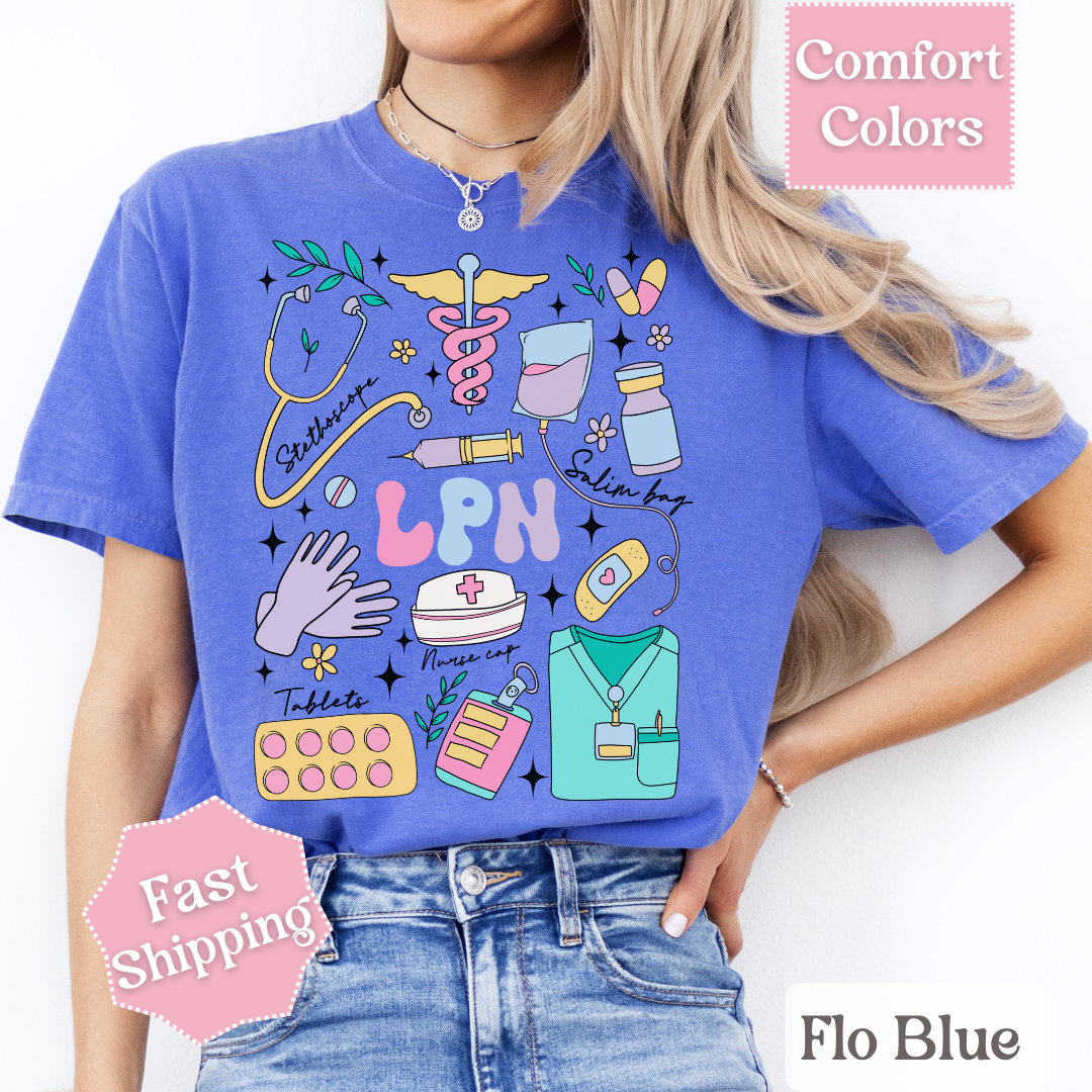 Nurse LPN Theme T-Shirt with Collage