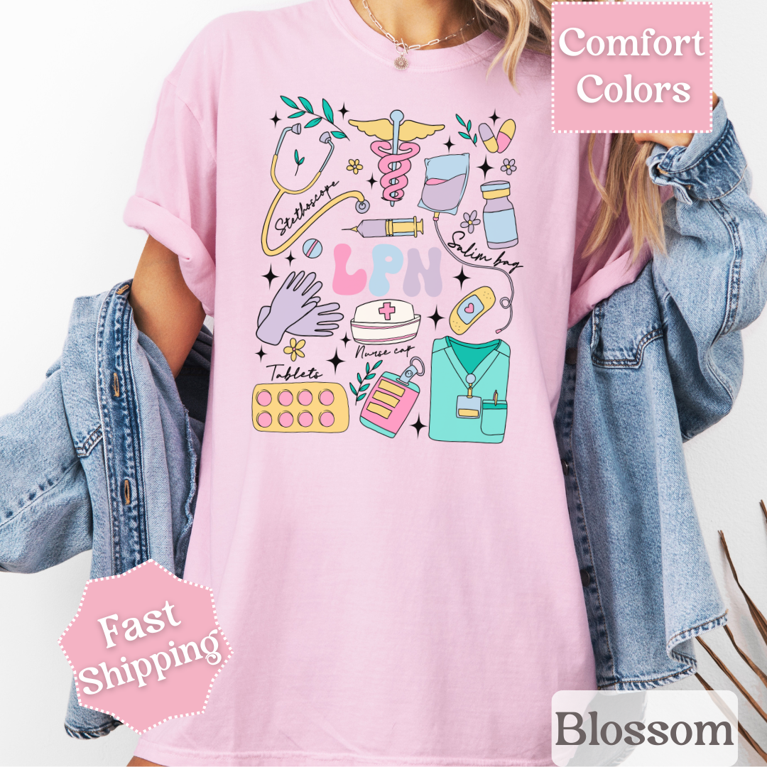Nurse LPN Theme T-Shirt with Collage