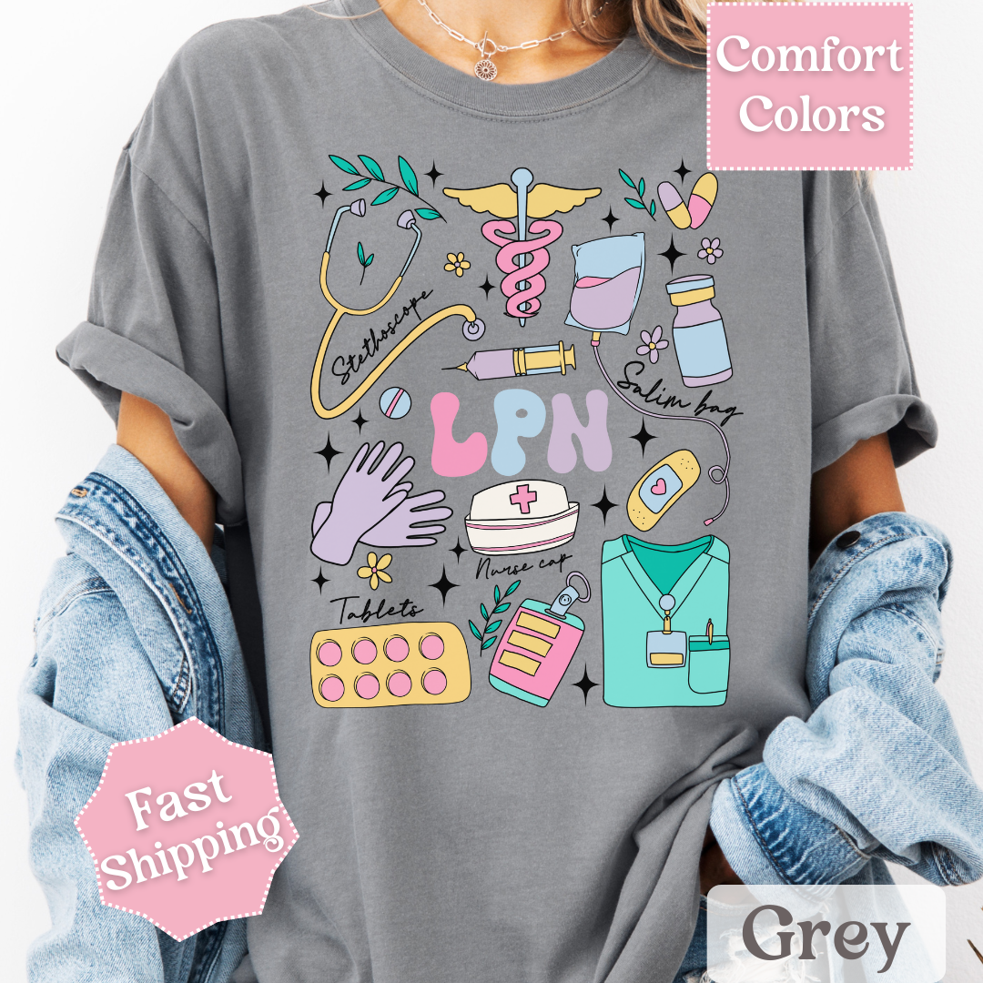 Nurse LPN Theme T-Shirt with Collage
