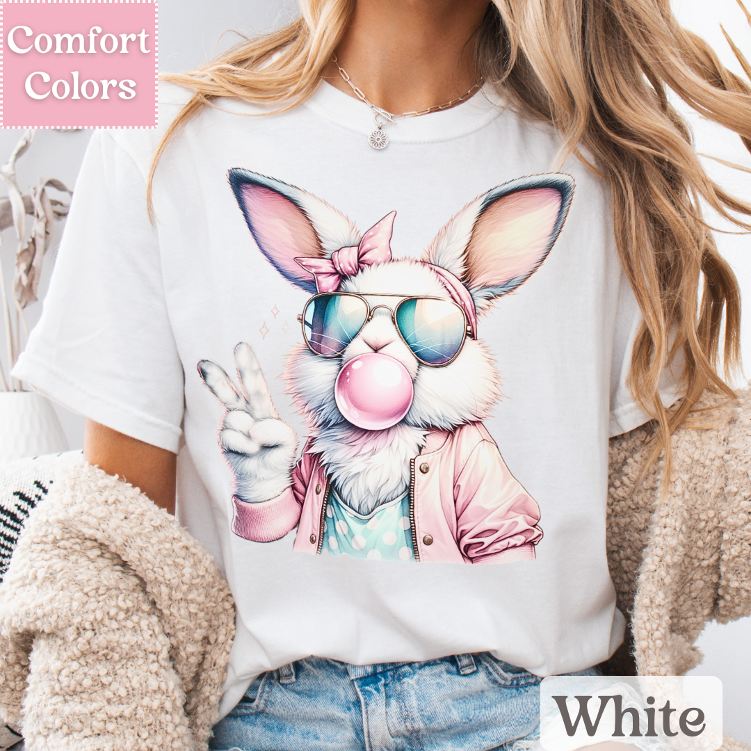 Easter Bunny T-Shirt, Easter Shirt with Bubble Gum, Happy Easter Tee
