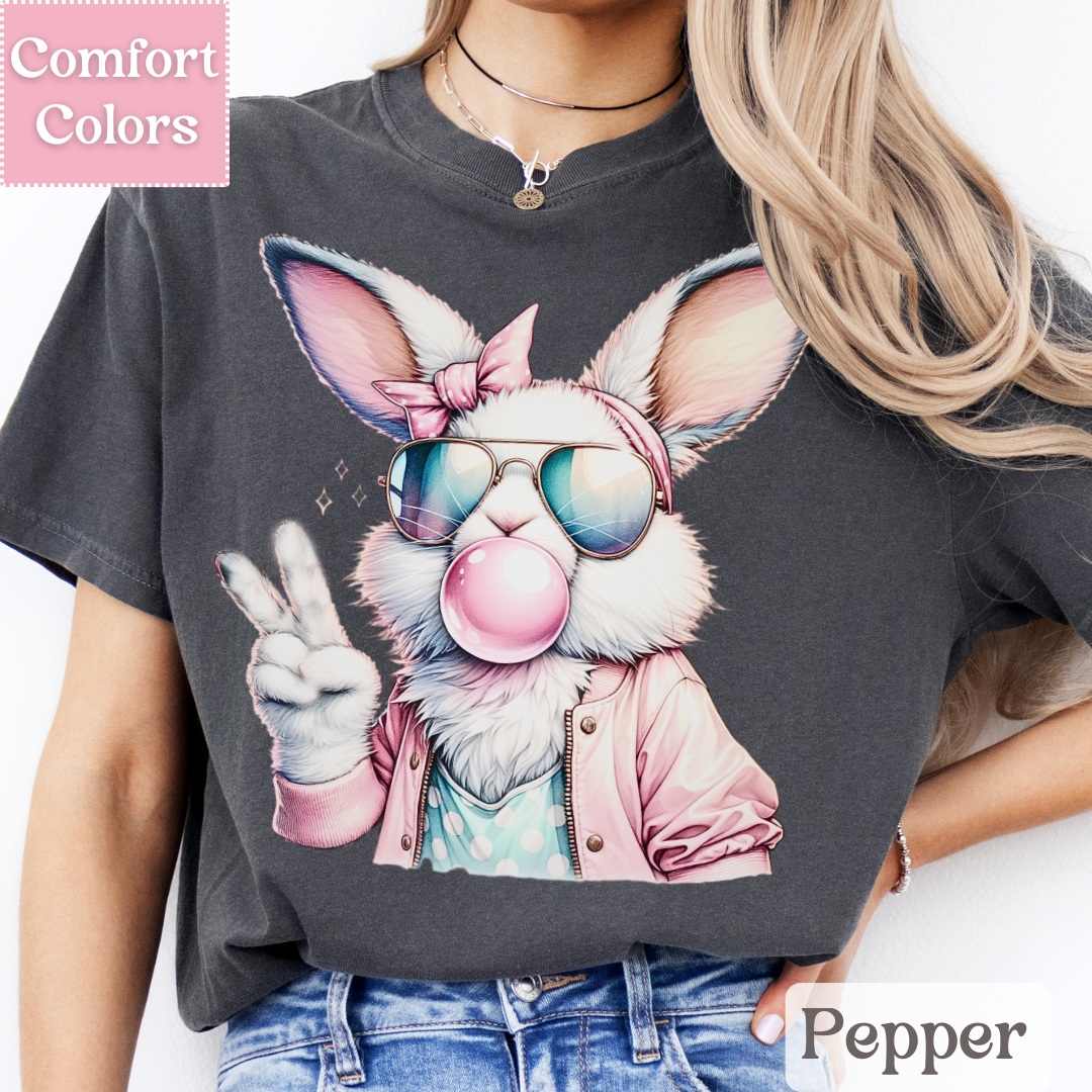 Easter Bunny T-Shirt, Easter Shirt with Bubble Gum, Happy Easter Tee