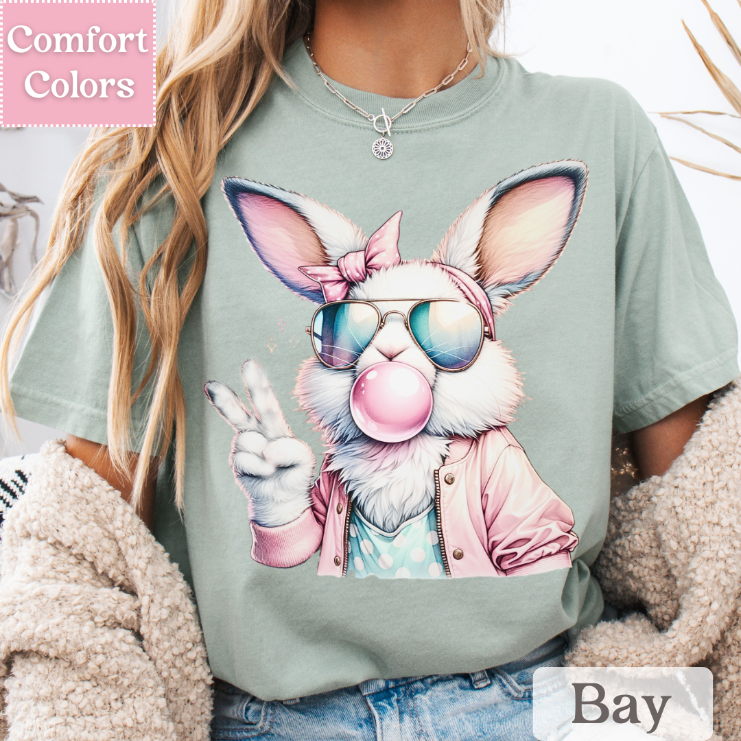 Easter Bunny T-Shirt, Easter Shirt with Bubble Gum, Happy Easter Tee