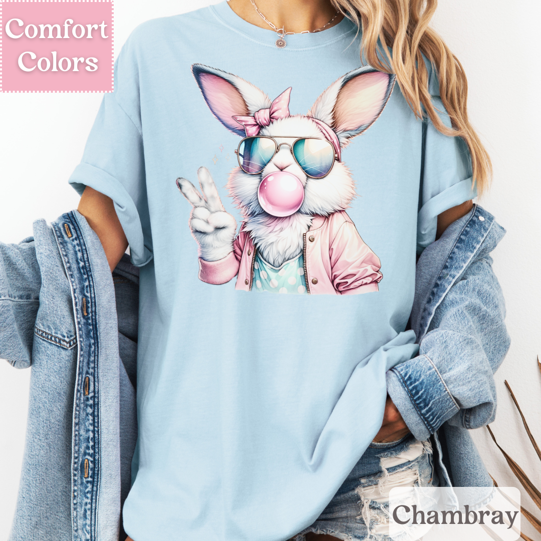 Easter Bunny T-Shirt, Easter Shirt with Bubble Gum, Happy Easter Tee