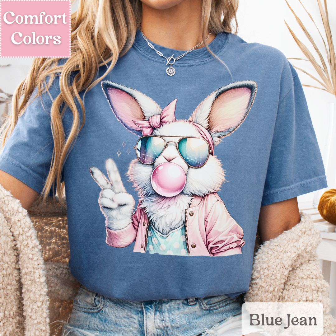 Easter Bunny T-Shirt, Easter Shirt with Bubble Gum, Happy Easter Tee