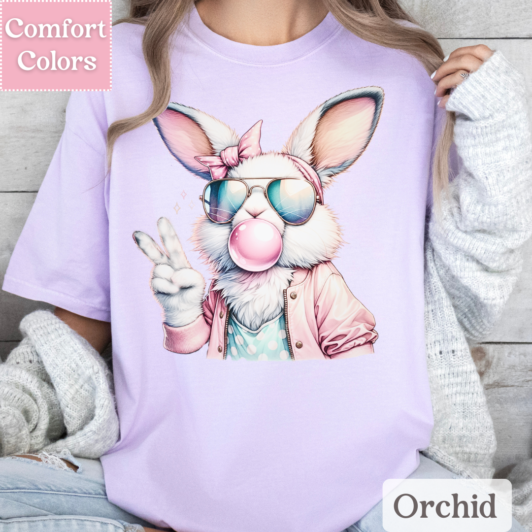 Easter Bunny T-Shirt, Easter Shirt with Bubble Gum, Happy Easter Tee