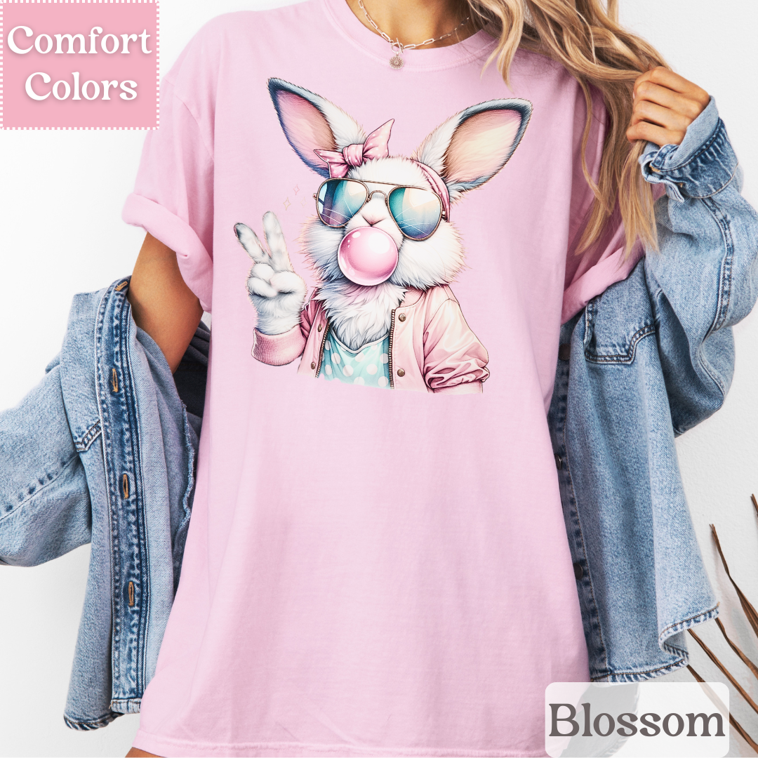 Easter Bunny T-Shirt, Easter Shirt with Bubble Gum, Happy Easter Tee